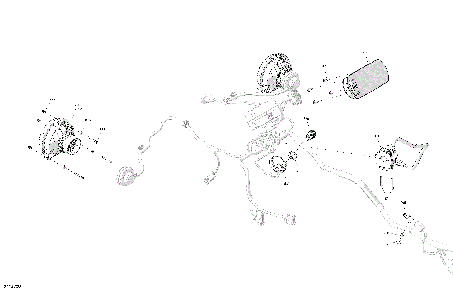 An Image of a Genuine Can-Am Parts Schematic Diagram showing the schematic - ELECTRIC - FRONT SECTION