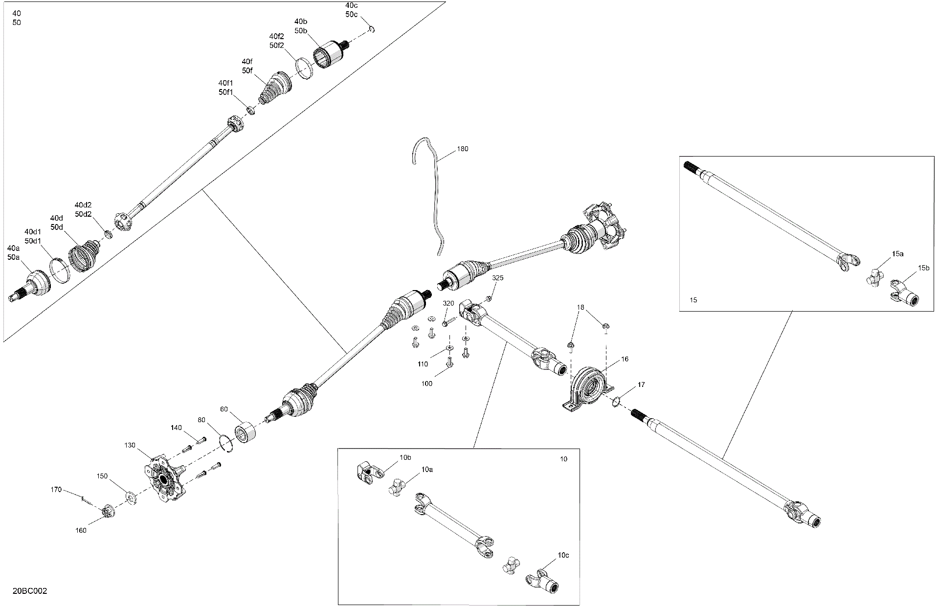 An Image of a Genuine Can-Am Parts Schematic Diagram showing the schematic - DRIVE - FRONT - COMMON PARTS