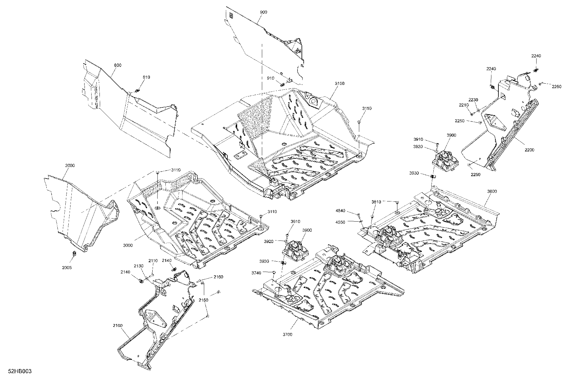 An Image of a Genuine Can-Am Parts Schematic Diagram showing the schematic - CAB INTERIOR - FLOOR