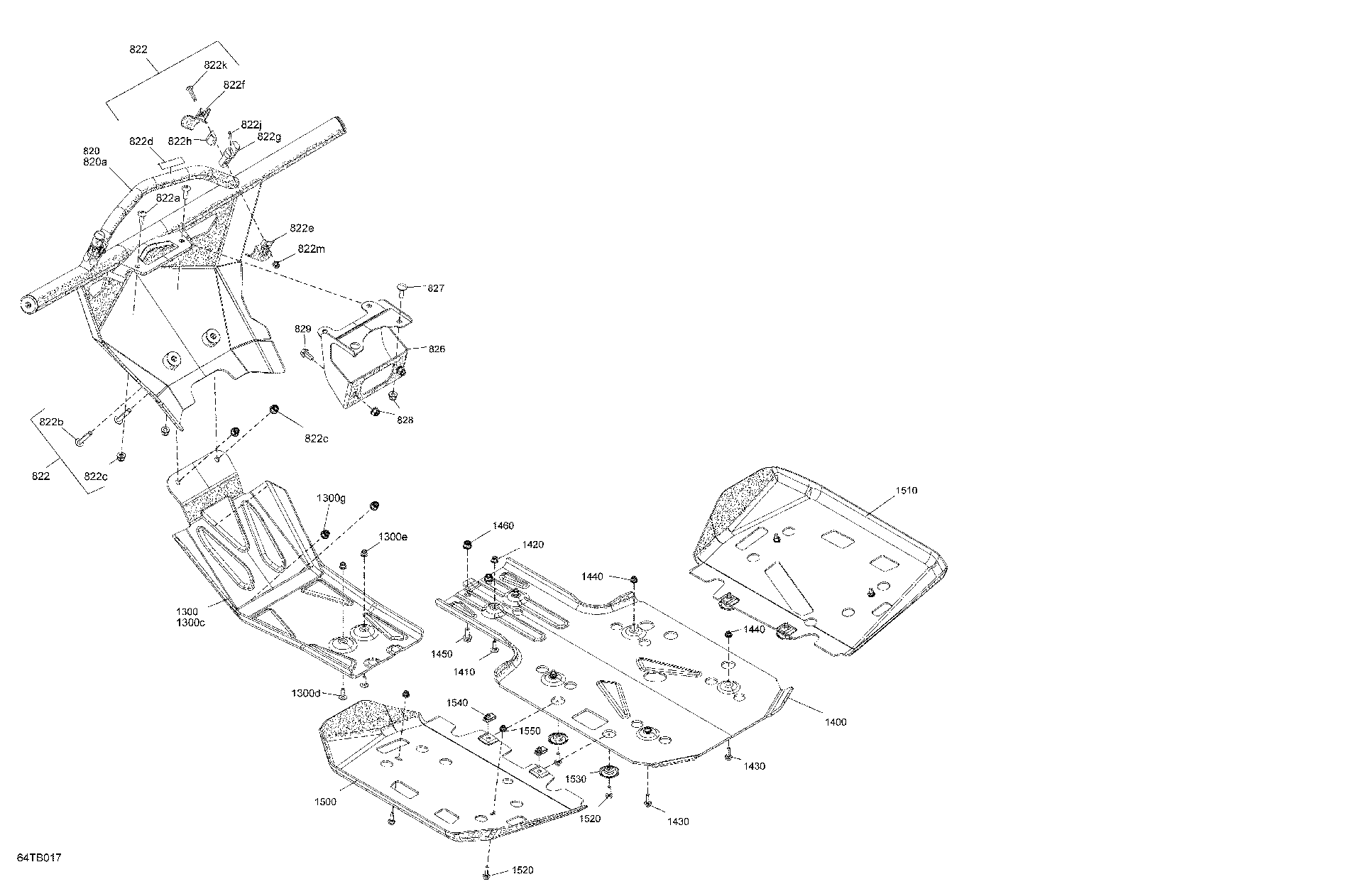 An Image of a Genuine Can-Am Parts Schematic Diagram showing the schematic - BODY - SKID PLATE AND BUMPER