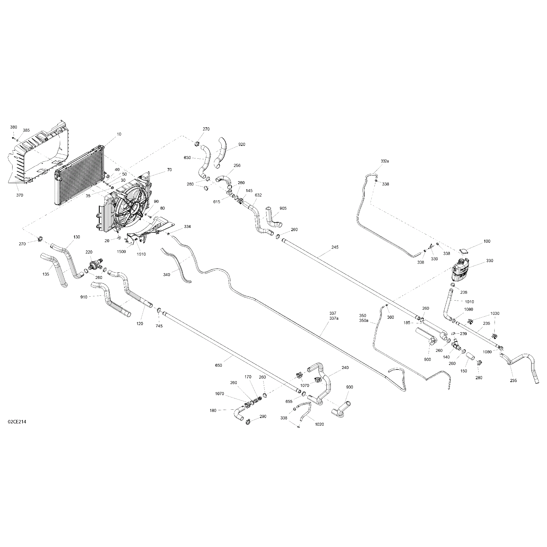 An Image of a Genuine Can-Am Parts Schematic Diagram showing the schematic - ENGINE - COOLING