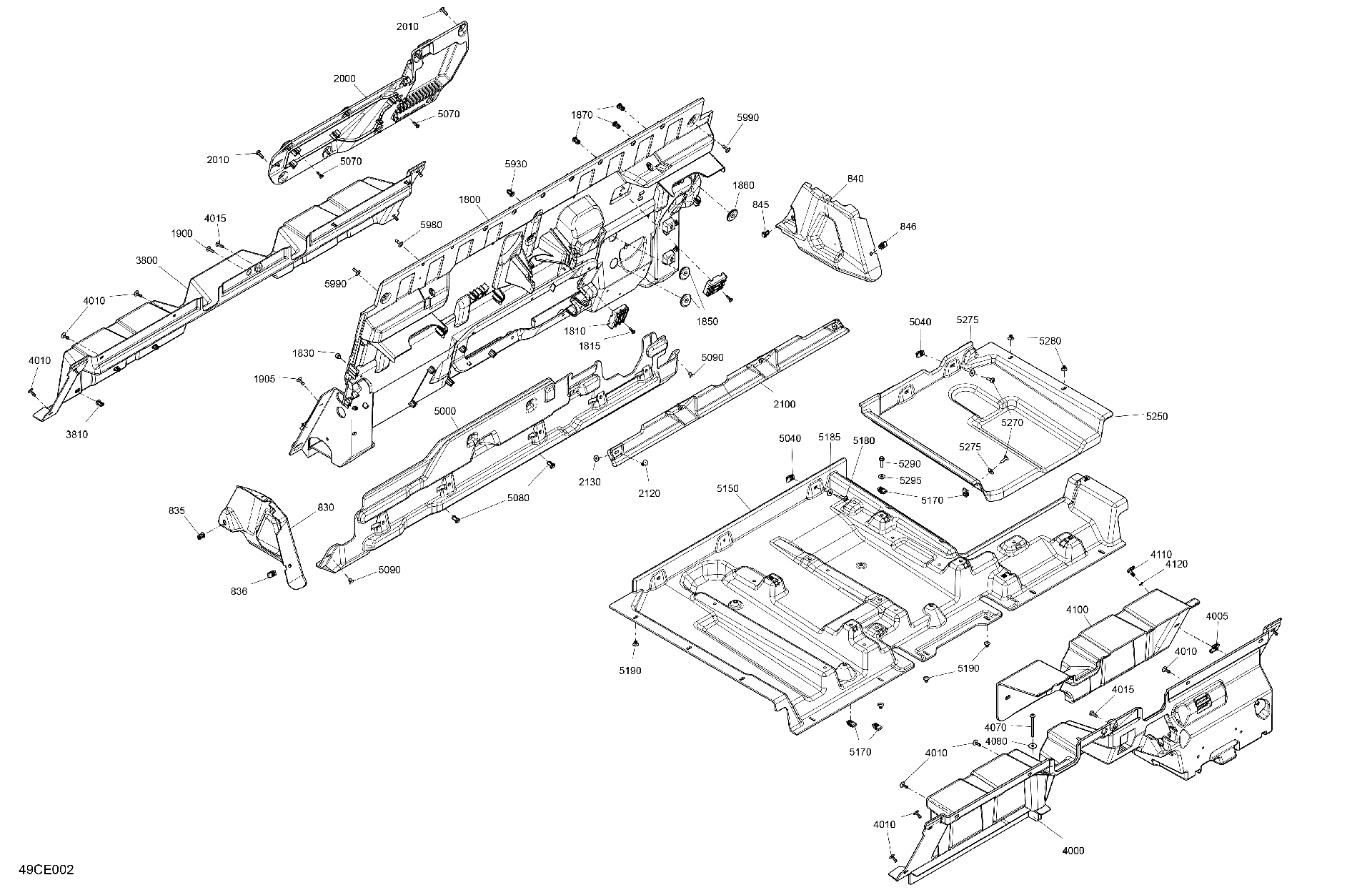 An Image of a Genuine Can-Am Parts Schematic Diagram showing the schematic - CAB INTERIOR - BACK WALL