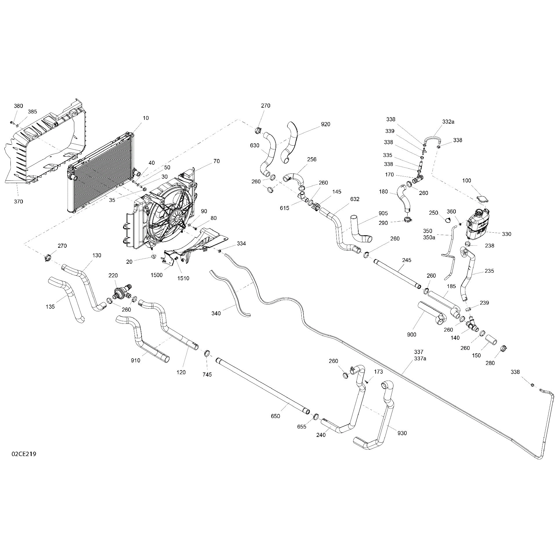 An Image of a Genuine Can-Am Parts Schematic Diagram showing the schematic - ENGINE - COOLING