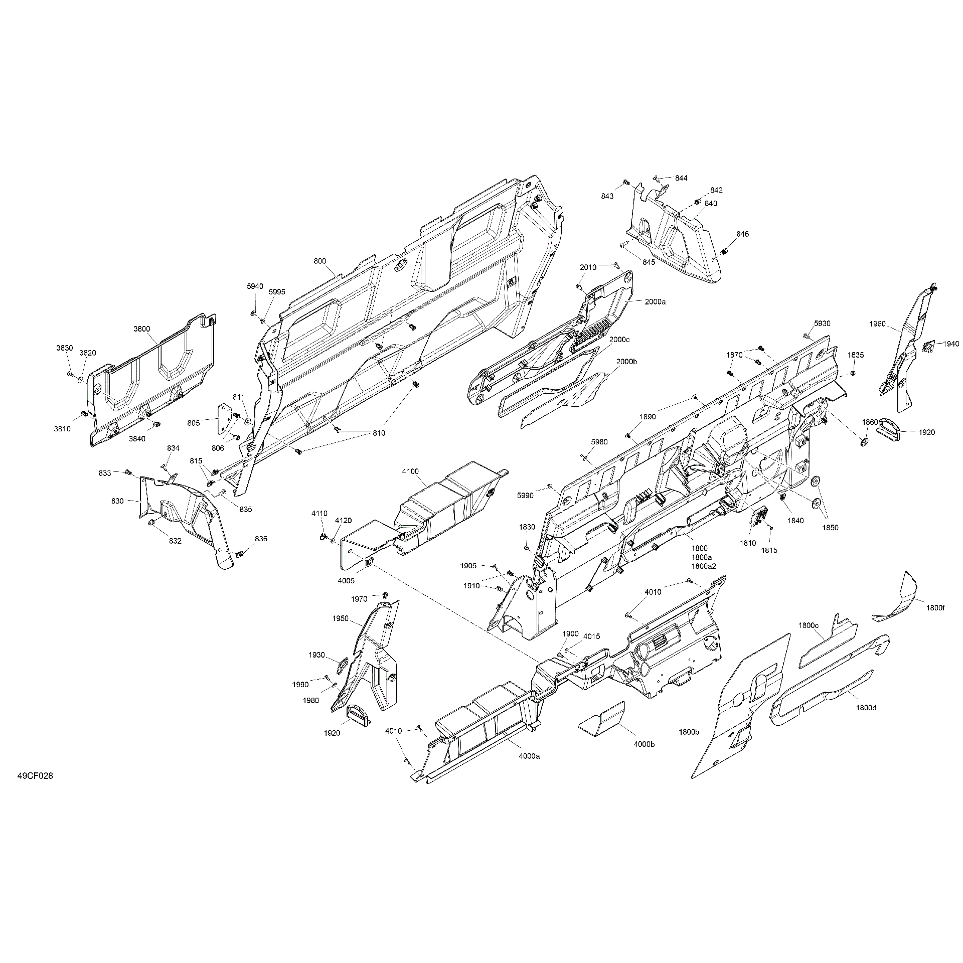An Image of a Genuine Can-Am Parts Schematic Diagram showing the schematic - CAB INTERIOR - BACK WALL