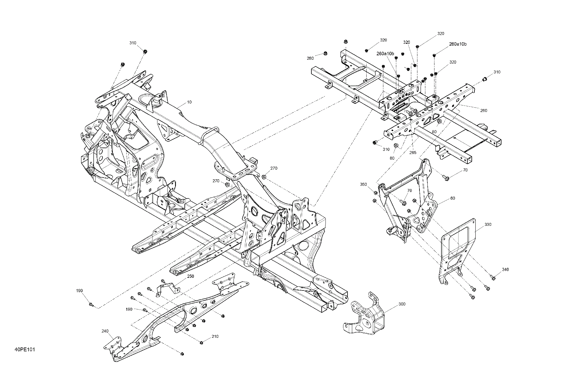 An Image of a Genuine Can-Am Parts Schematic Diagram showing the schematic - FRAME - SYSTEM