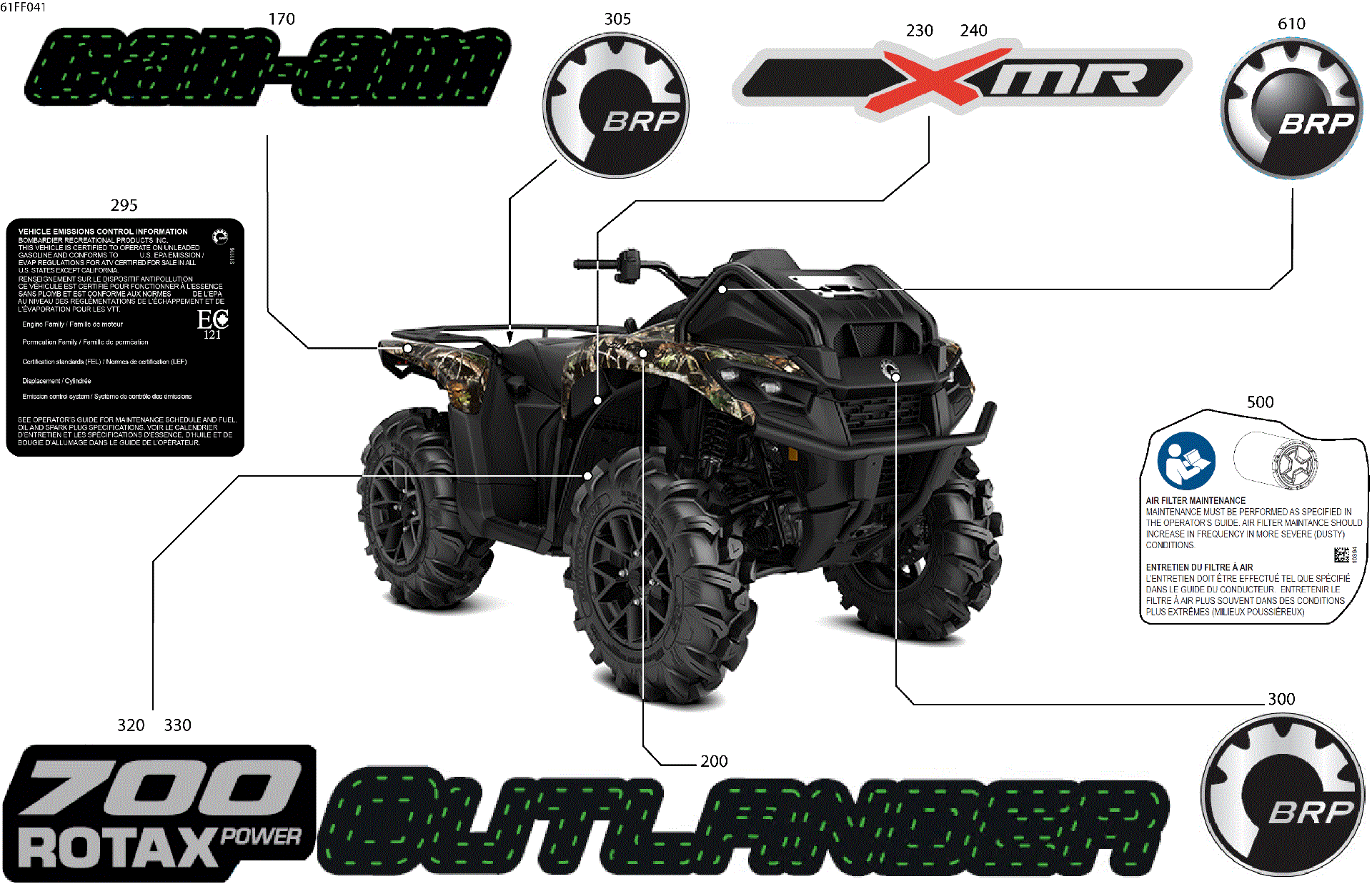 An Image of a Genuine Can-Am Parts Schematic Diagram showing the schematic - BODY - FEATURE DECALS