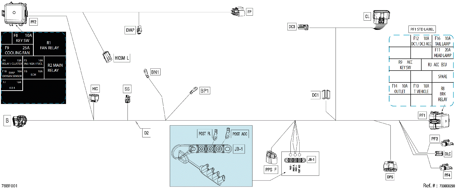 An Image of a Genuine Can-Am Parts Schematic Diagram showing the schematic - ELECTRIC - MAIN HARNESS - 710007803