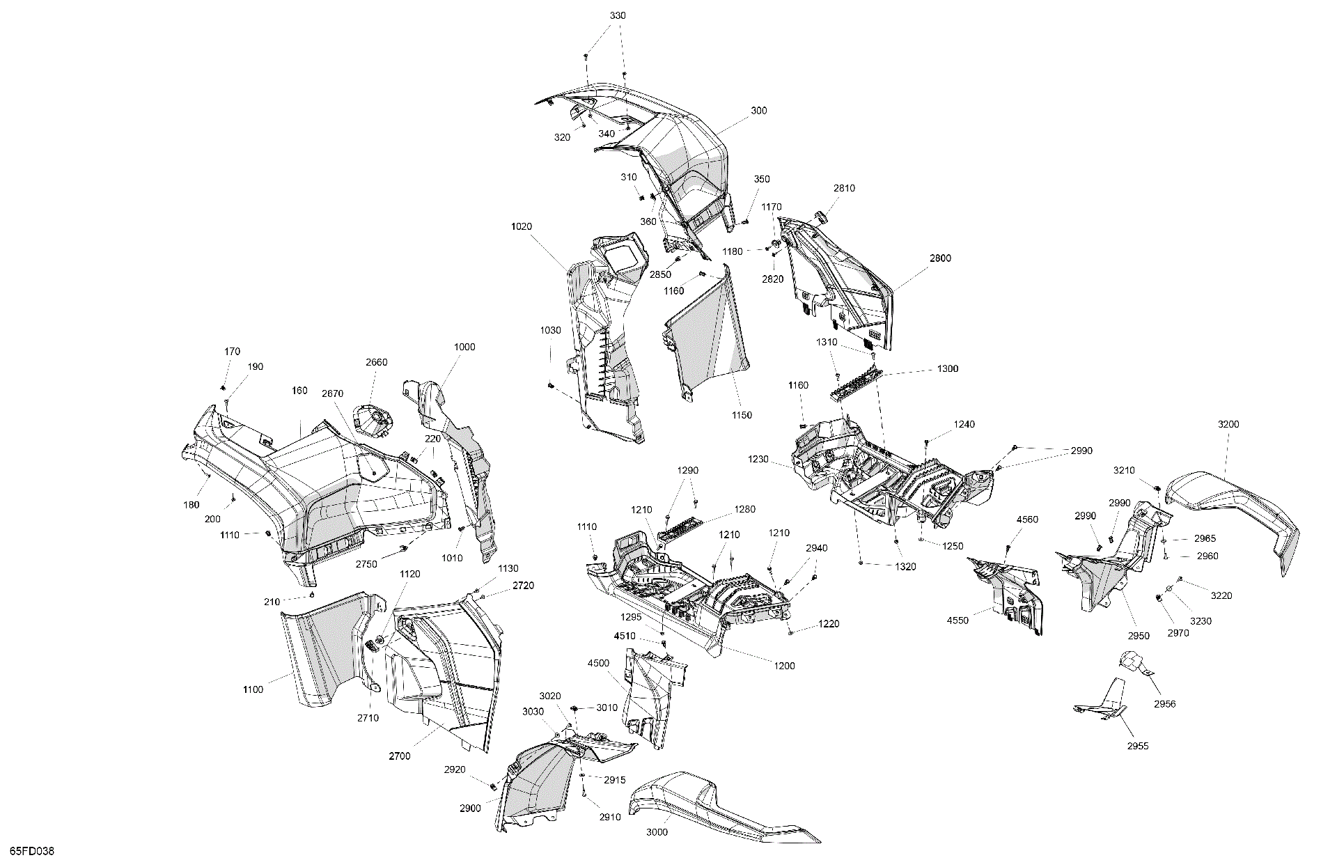 An Image of a Genuine Can-Am Parts Schematic Diagram showing the schematic - BODY - FENDER KIT