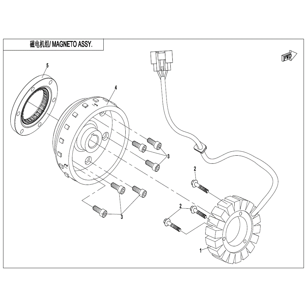 An Image of a Genuine CFMOTO Parts Schematic Diagram showing the schematic - MAGNETO ASSY. (HIGH POWER) - 2022 CFMOTO ZFORCE 800 Trail