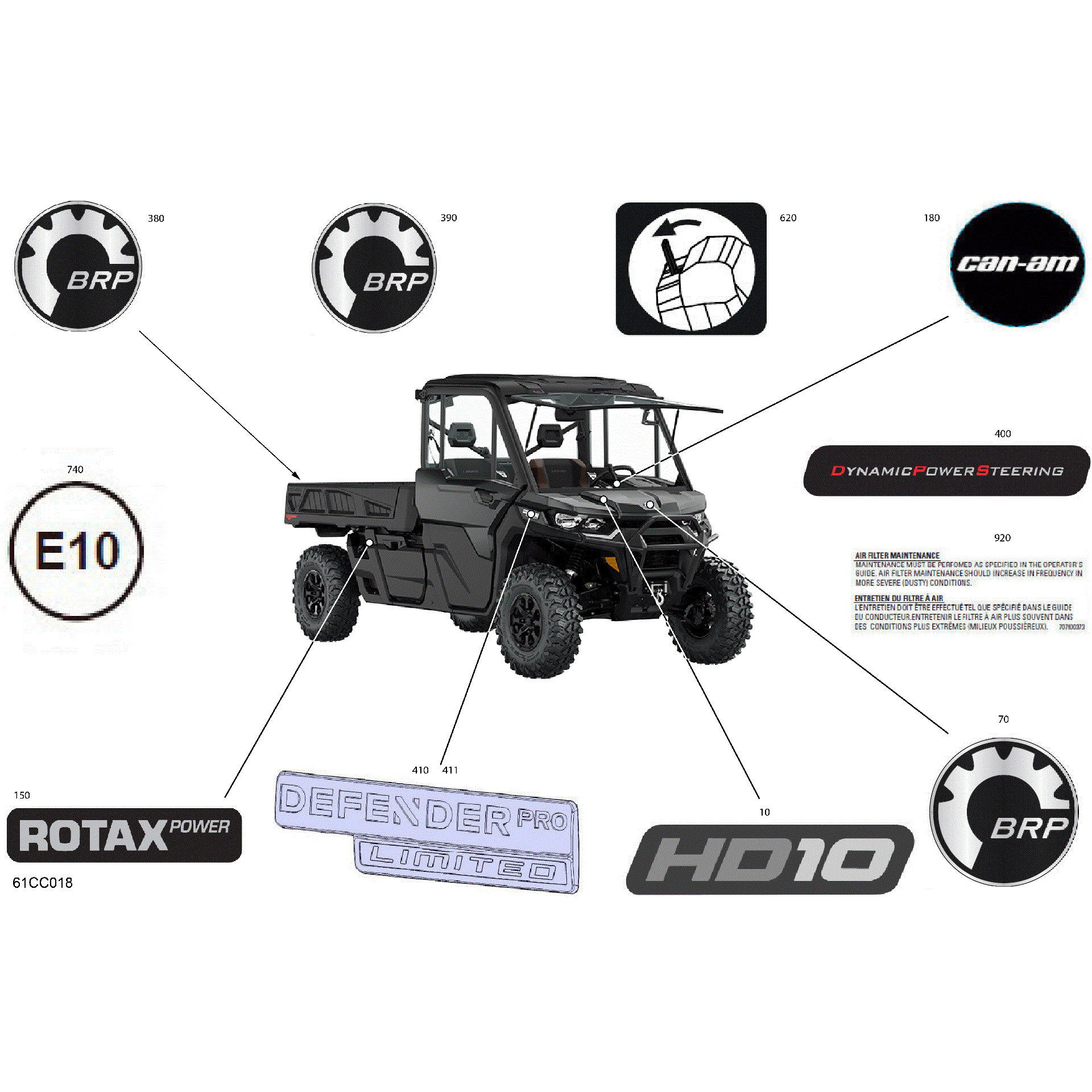 An Image of a Genuine Can-Am Parts Schematic Diagram showing the schematic - BODY - DECALS