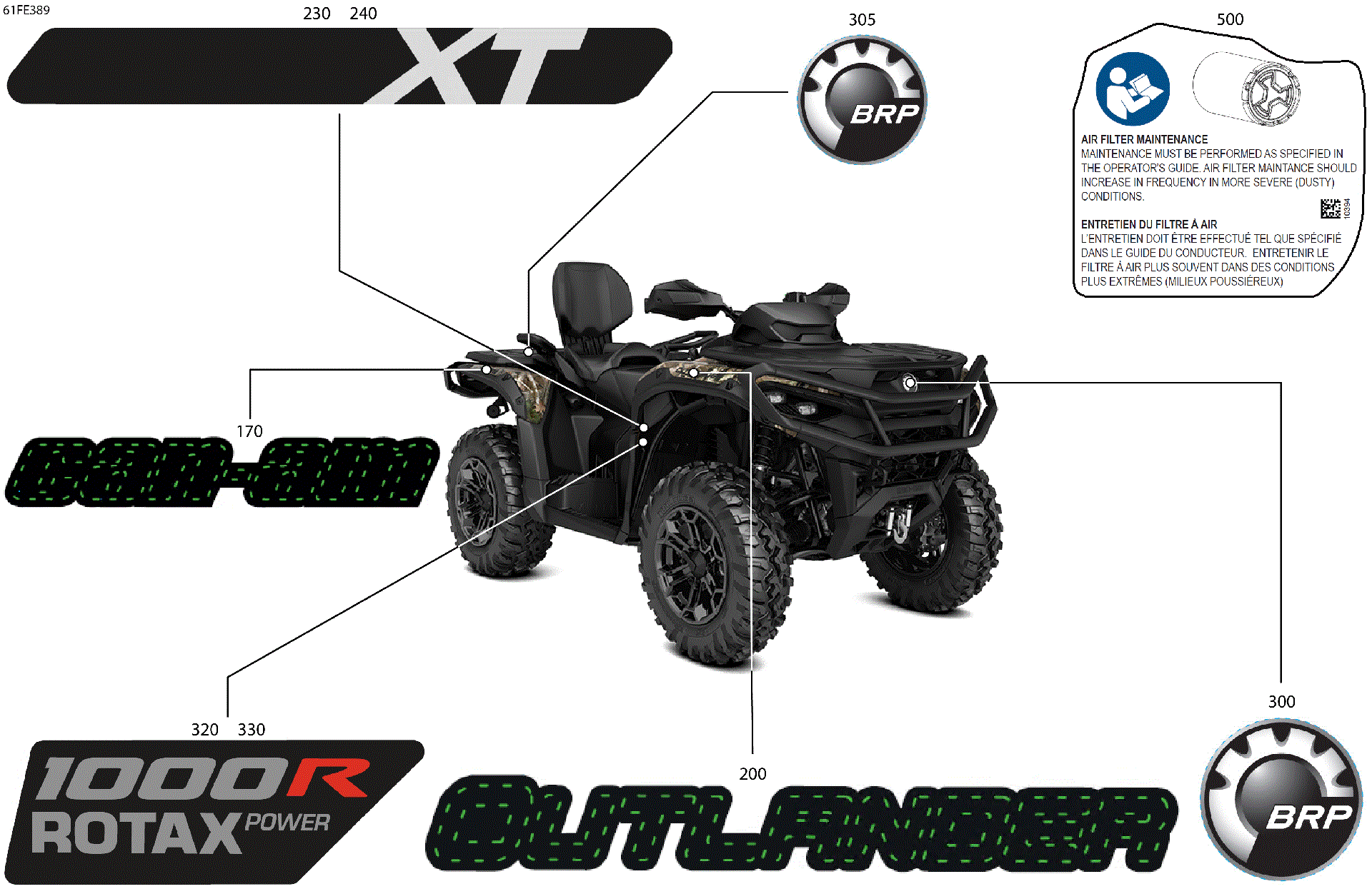 An Image of a Genuine Can-Am Parts Schematic Diagram showing the schematic - BODY - FEATURE DECALS