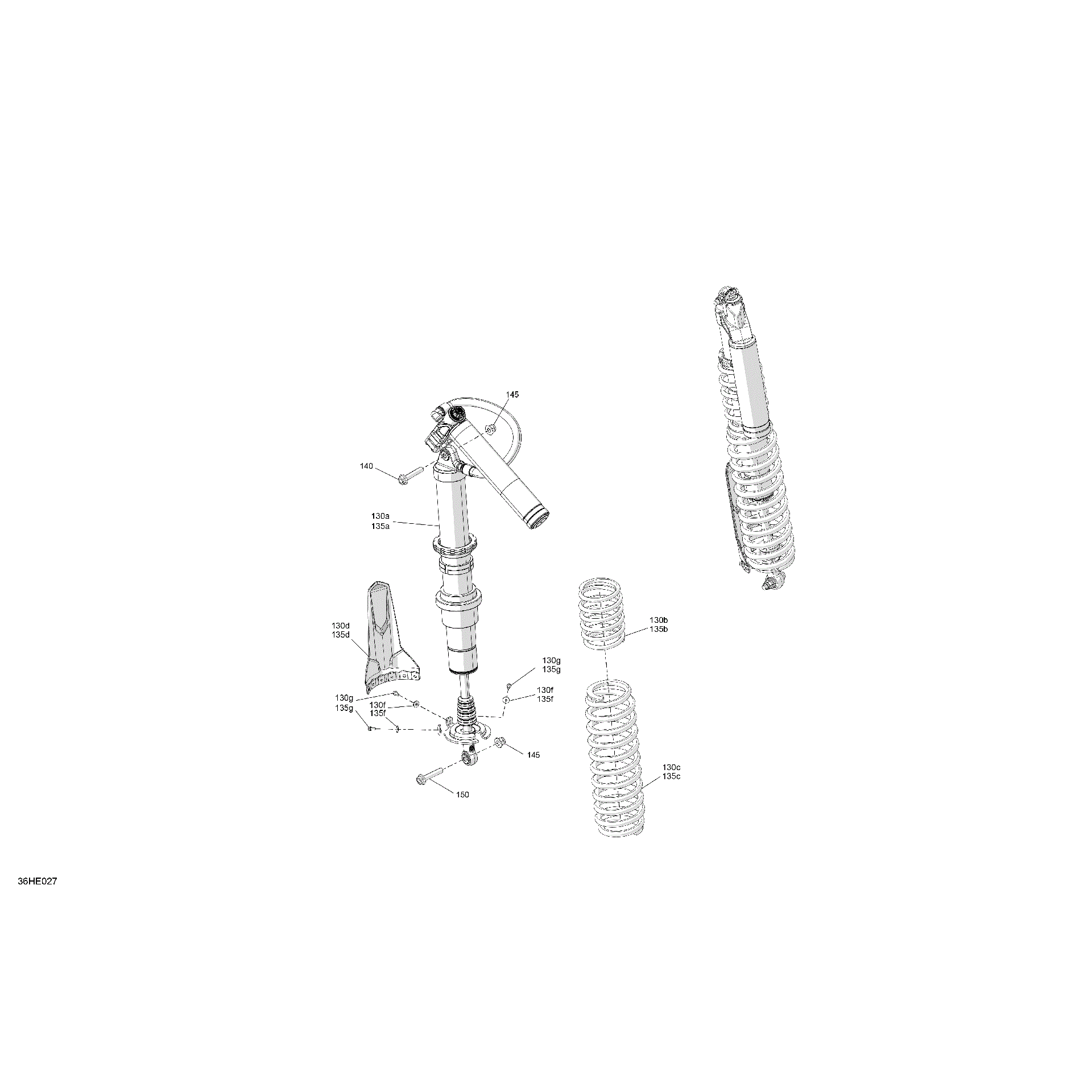 An Image of a Genuine Can-Am Parts Schematic Diagram showing the schematic - SUSPENSION - REAR SHOCKS