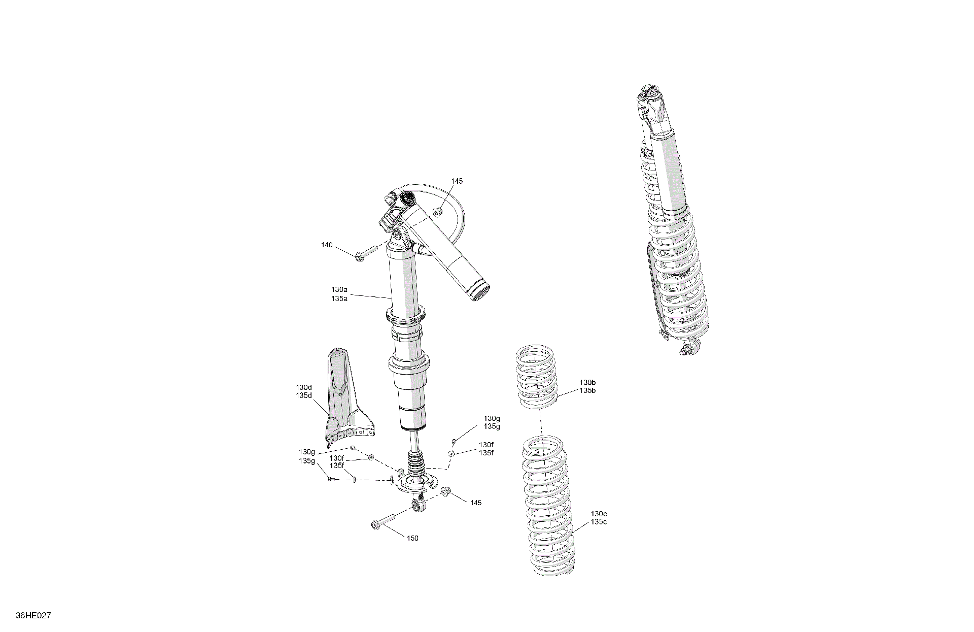 An Image of a Genuine Can-Am Parts Schematic Diagram showing the schematic - SUSPENSION - REAR SHOCKS