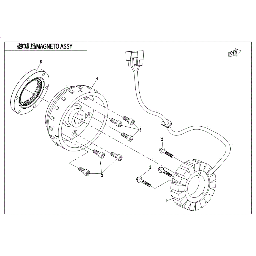An Image of a Genuine CFMOTO Parts Schematic Diagram showing the schematic - MAGNETO ASSY. (WITH EPS) - 2019 CFMOTO UFORCE 800