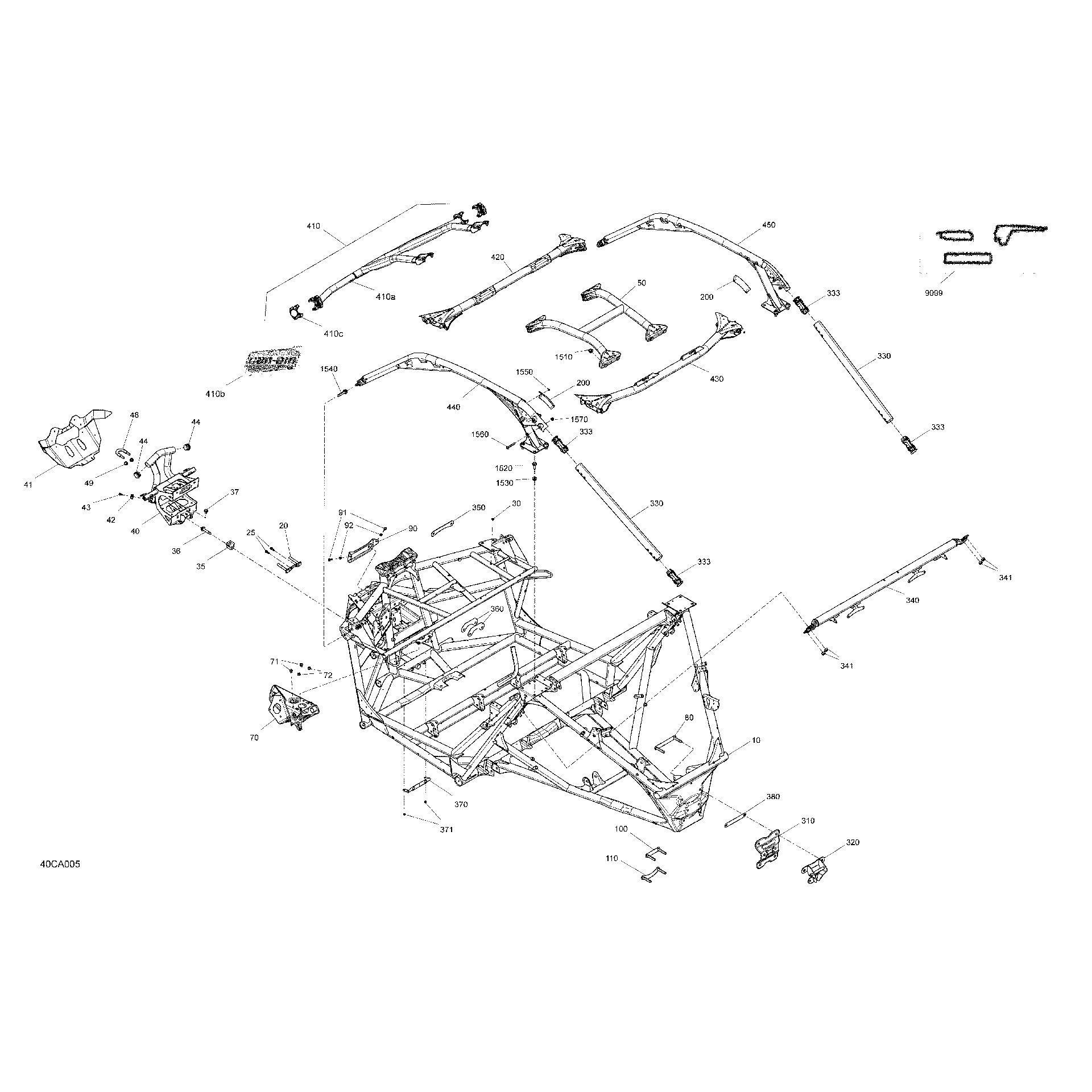 An Image of a Genuine Can-Am Parts Schematic Diagram showing the schematic - FRAME - SYSTEM