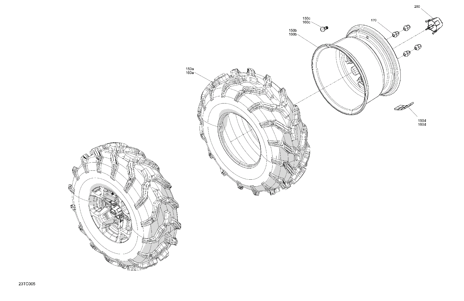 An Image of a Genuine Can-Am Parts Schematic Diagram showing the schematic - DRIVE - REAR WHEELS