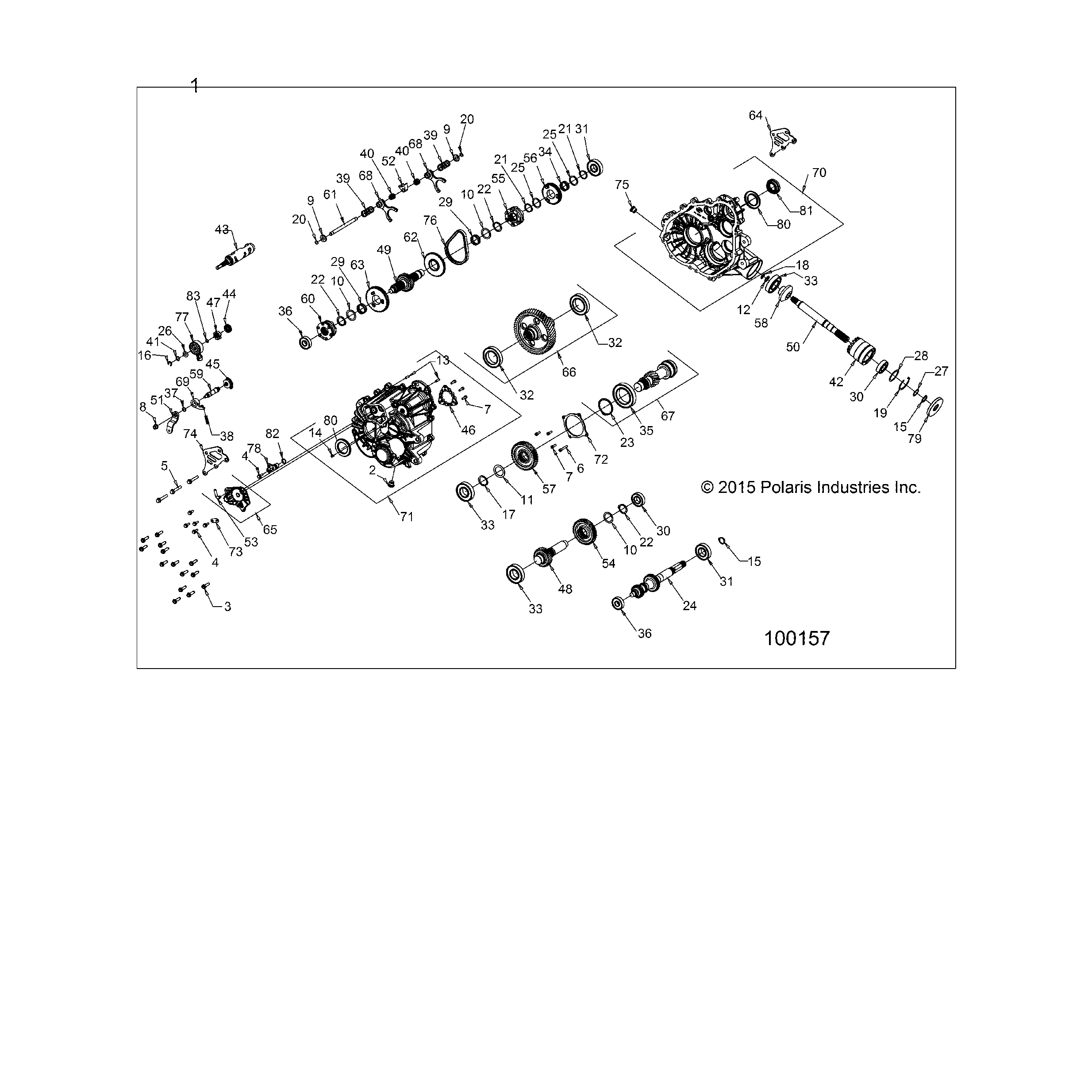 An Image of a Genuine Polaris Parts Schematic Diagram showing the schematic - DRIVE TRAIN: MAIN GEARCASE (TO 1/4/16) - 2016 POLARIS ACE 570 EFI