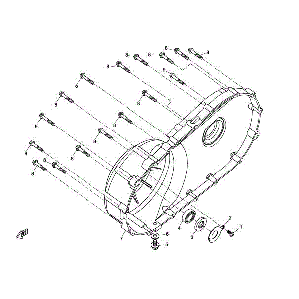 An Image of a Genuine CFMOTO Parts Schematic Diagram showing the schematic - CVT COVER ASSY - 2016 CFMOTO ZFORCE 800 Trail