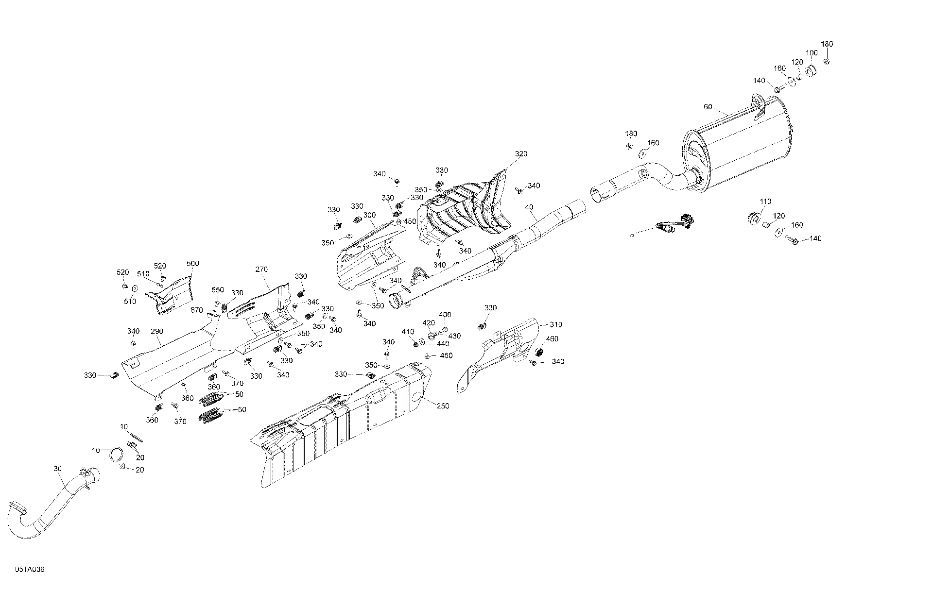 An Image of a Genuine Can-Am Parts Schematic Diagram showing the schematic - ENGINE - EXHAUST