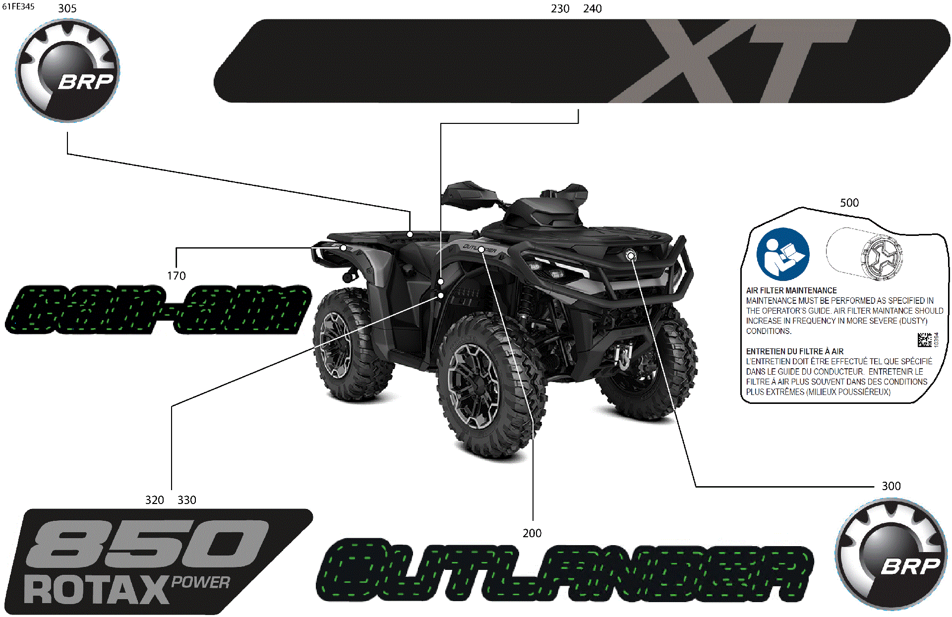 An Image of a Genuine Can-Am Parts Schematic Diagram showing the schematic - BODY - FEATURE DECALS