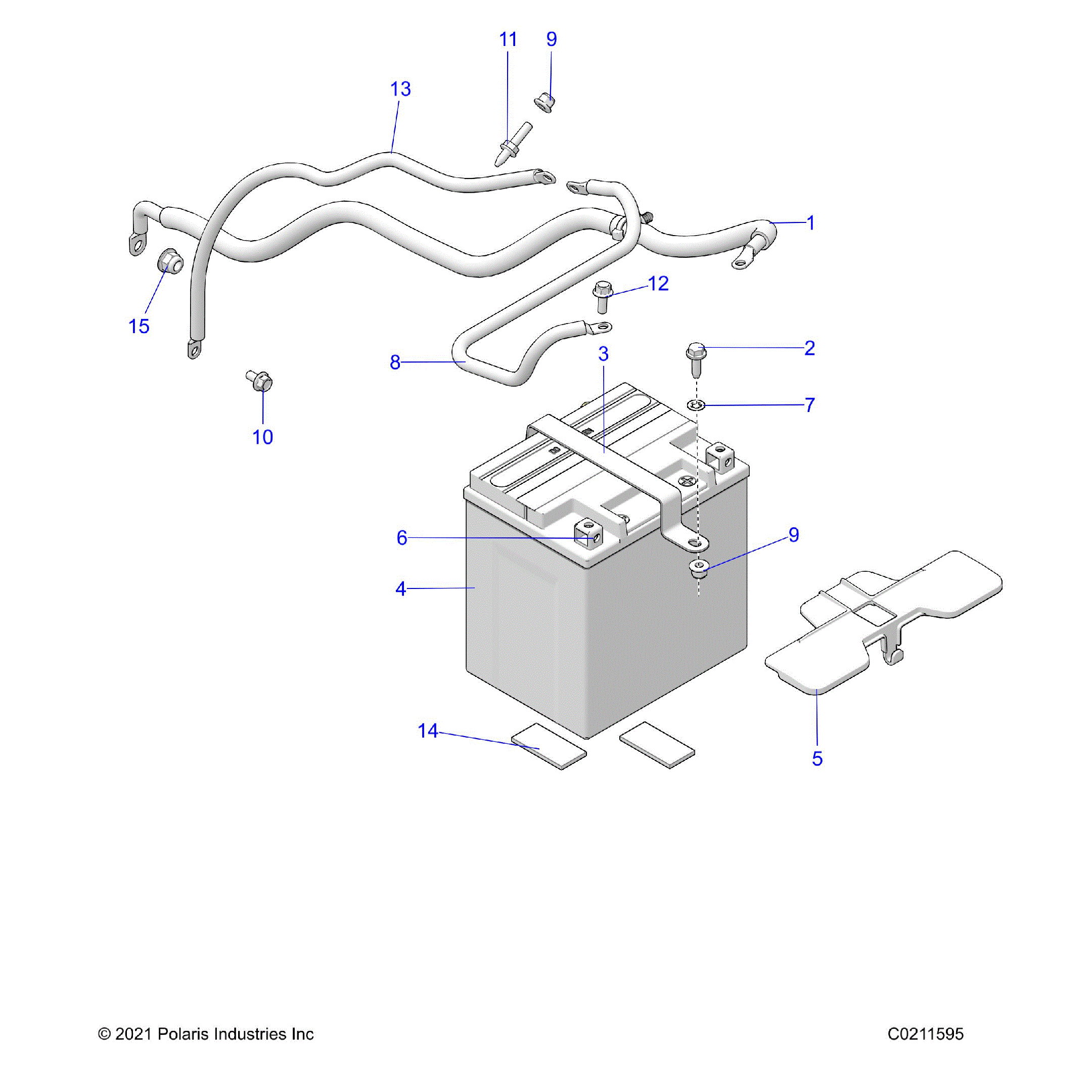 An Image of a Genuine Polaris Parts Schematic Diagram showing the schematic - ELECTRICAL: BATTERY - 2022 POLARIS SPORTSMAN XP 1000 48" TRAIL