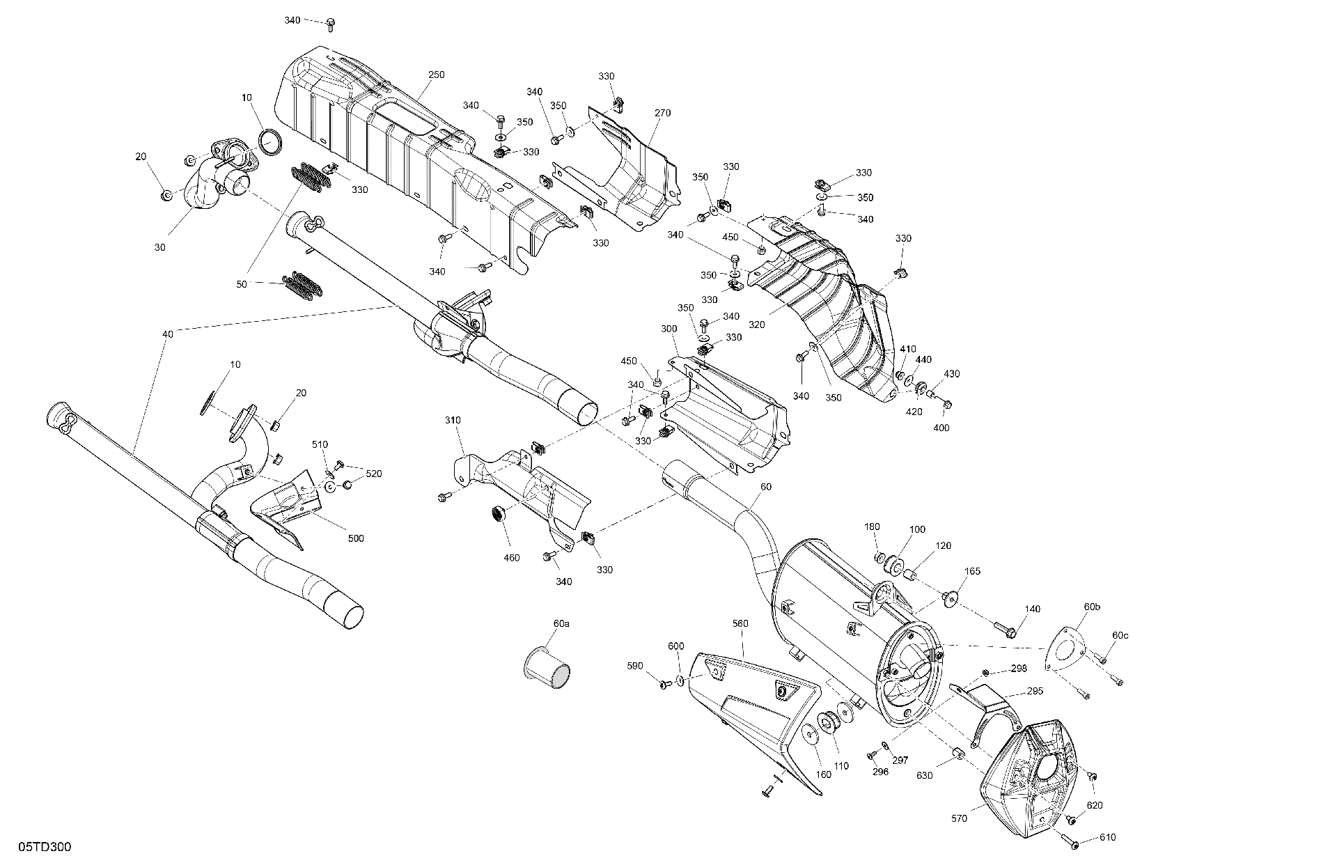 An Image of a Genuine Can-Am Parts Schematic Diagram showing the schematic - ENGINE - EXHAUST