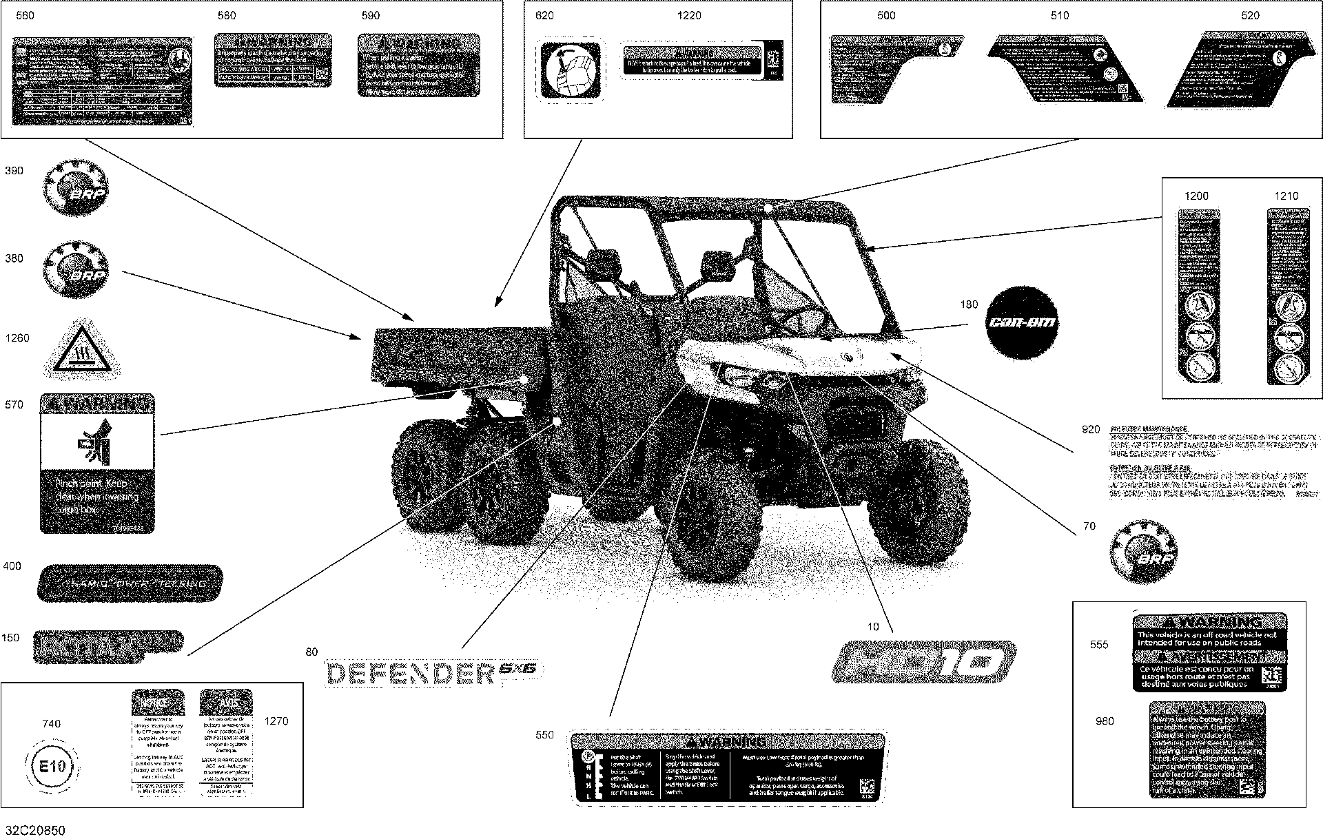 An Image of a Genuine Can-Am Parts Schematic Diagram showing the schematic - DECALS - DPS