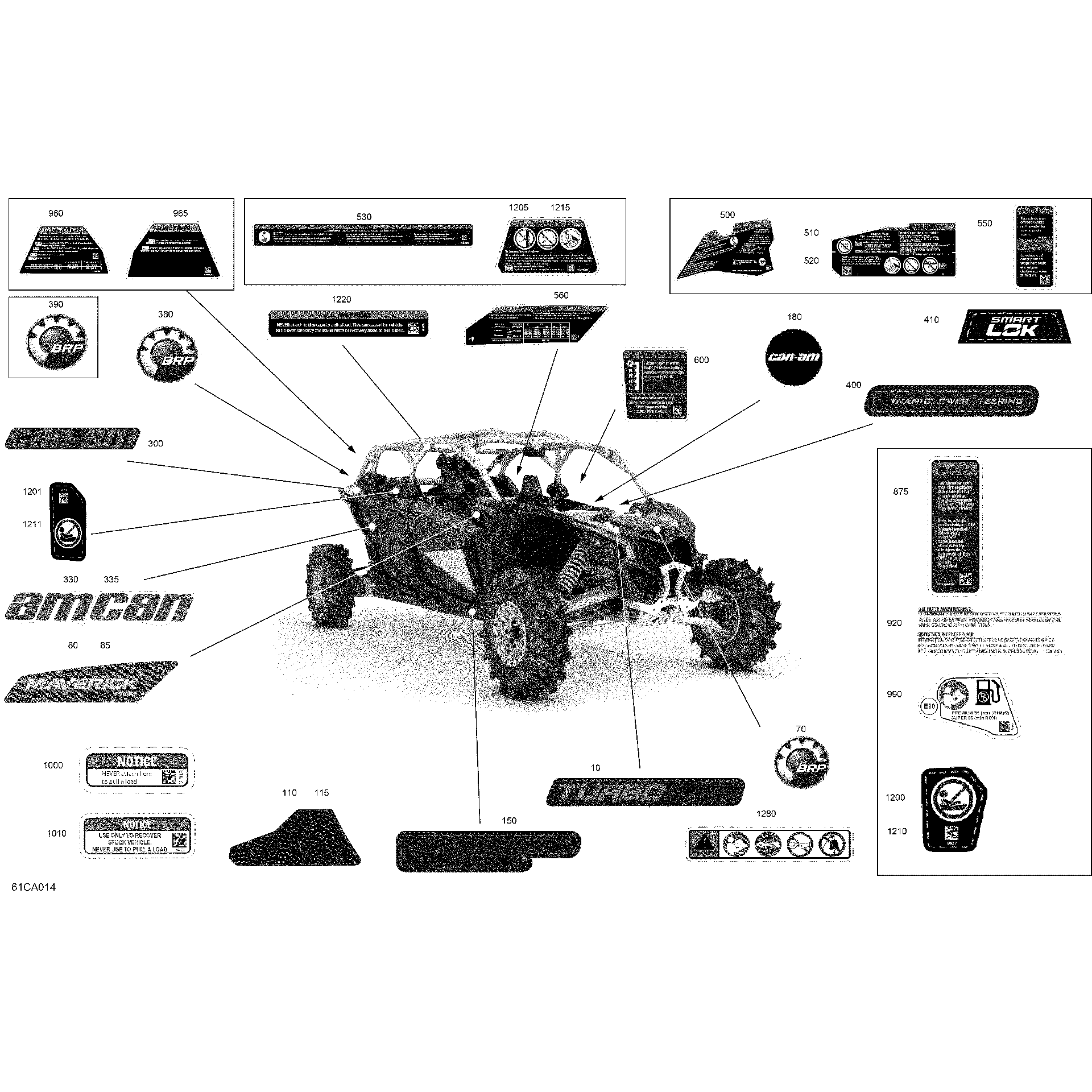 An Image of a Genuine Can-Am Parts Schematic Diagram showing the schematic - BODY - DECALS