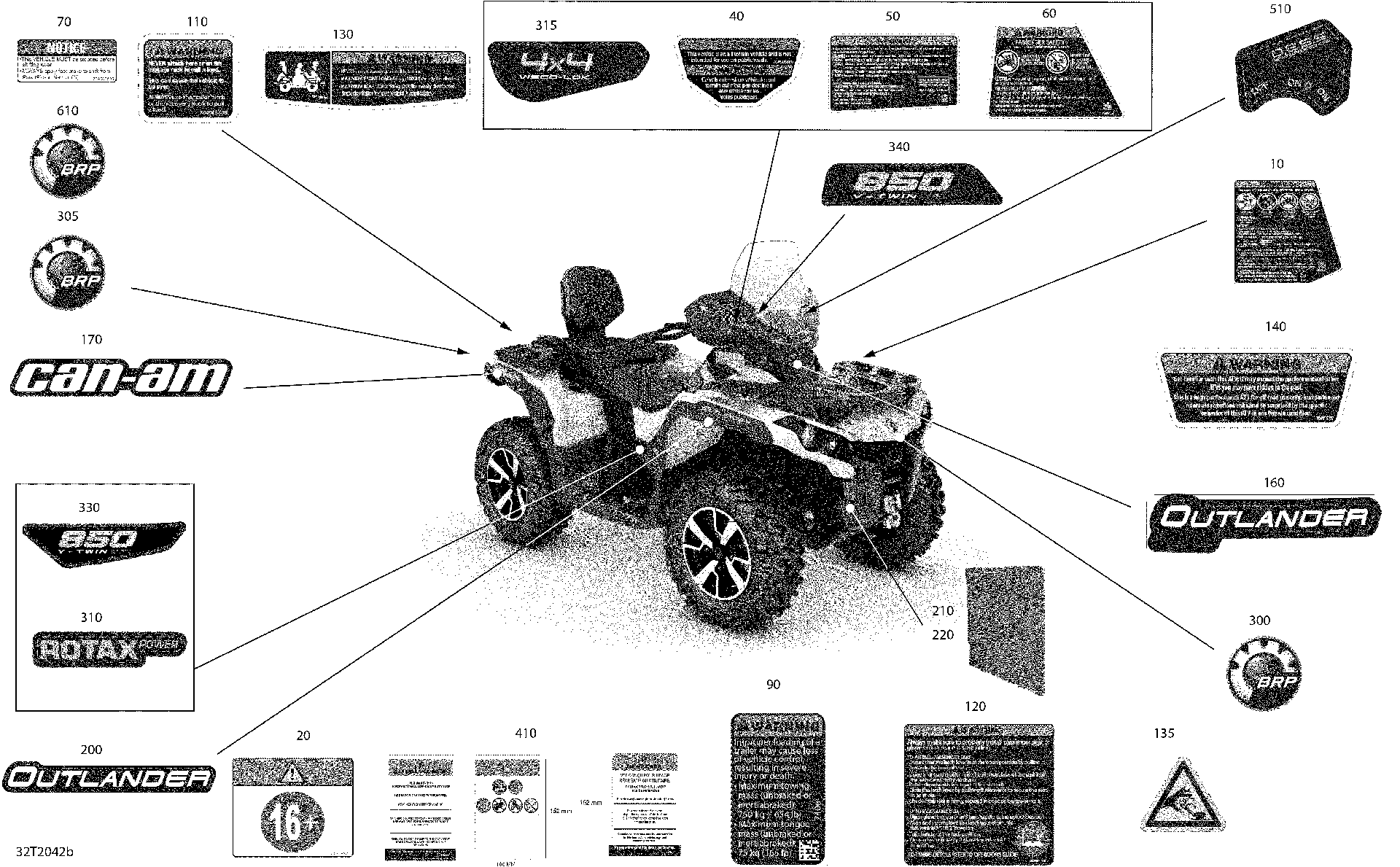 An Image of a Genuine Can-Am Parts Schematic Diagram showing the schematic - DECALS - NORTH EDITION