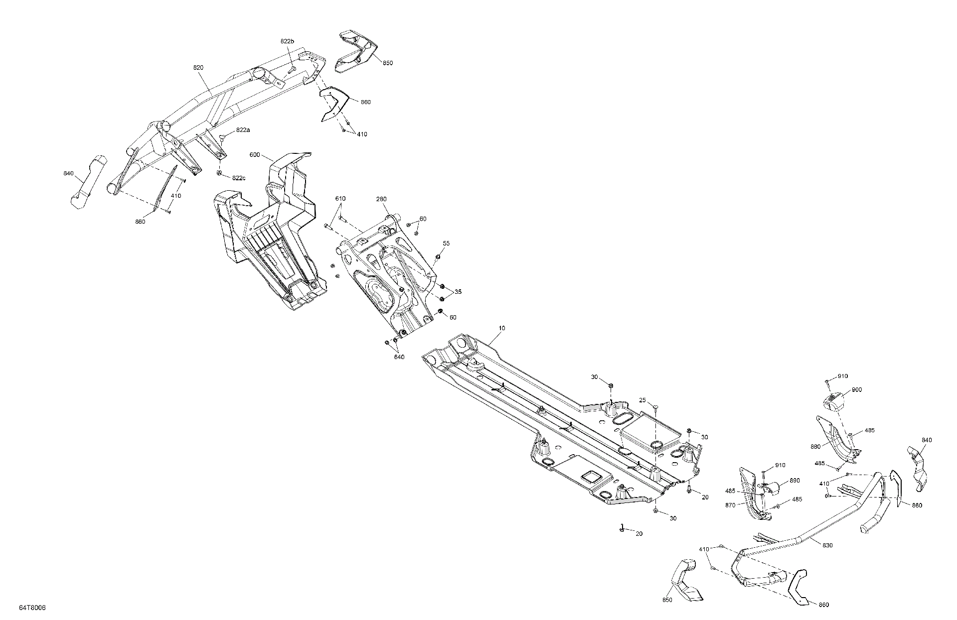 An Image of a Genuine Can-Am Parts Schematic Diagram showing the schematic - BODY - SKID PLATE AND BUMPER