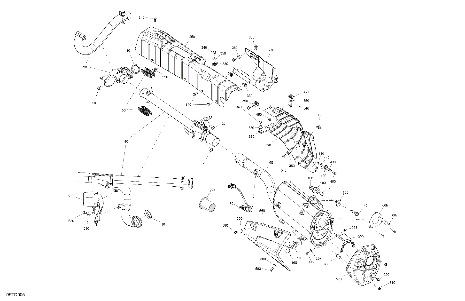An Image of a Genuine Can-Am Parts Schematic Diagram showing the schematic - ENGINE - EXHAUST