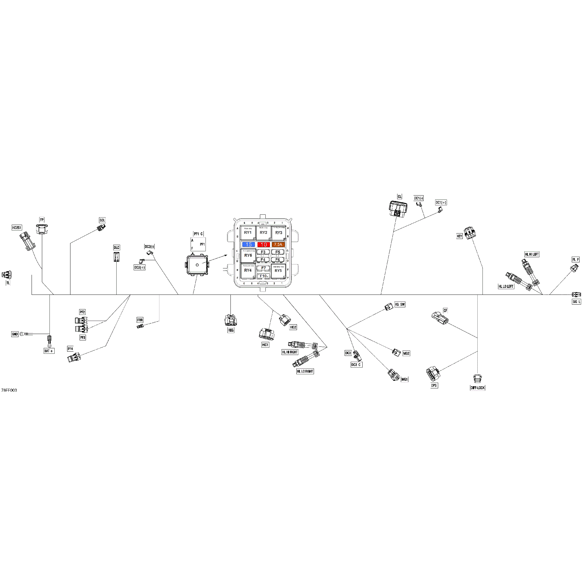 An Image of a Genuine Can-Am Parts Schematic Diagram showing the schematic - ELECTRIC - MAIN HARNESS - 710010849