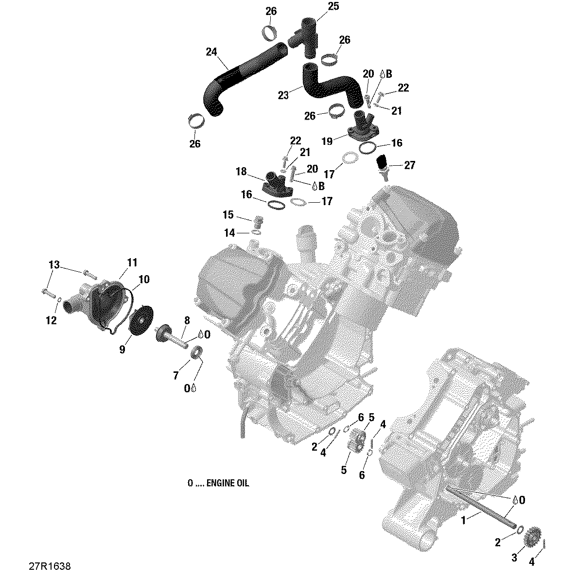 An Image of a Genuine Can-Am Parts Schematic Diagram showing the schematic - ENGINE COOLING - HD8
