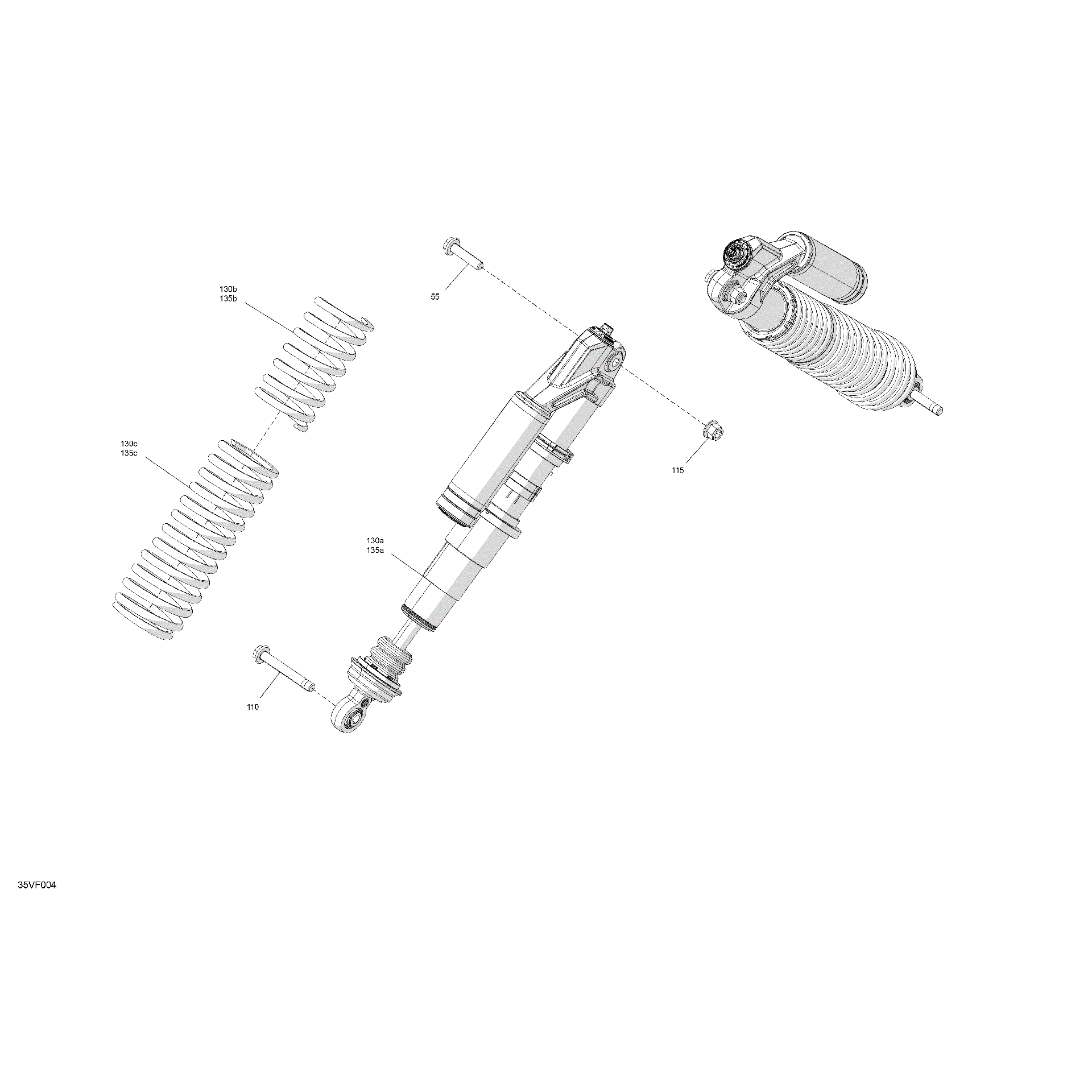 An Image of a Genuine Can-Am Parts Schematic Diagram showing the schematic - SUSPENSION - FRONT SHOCKS