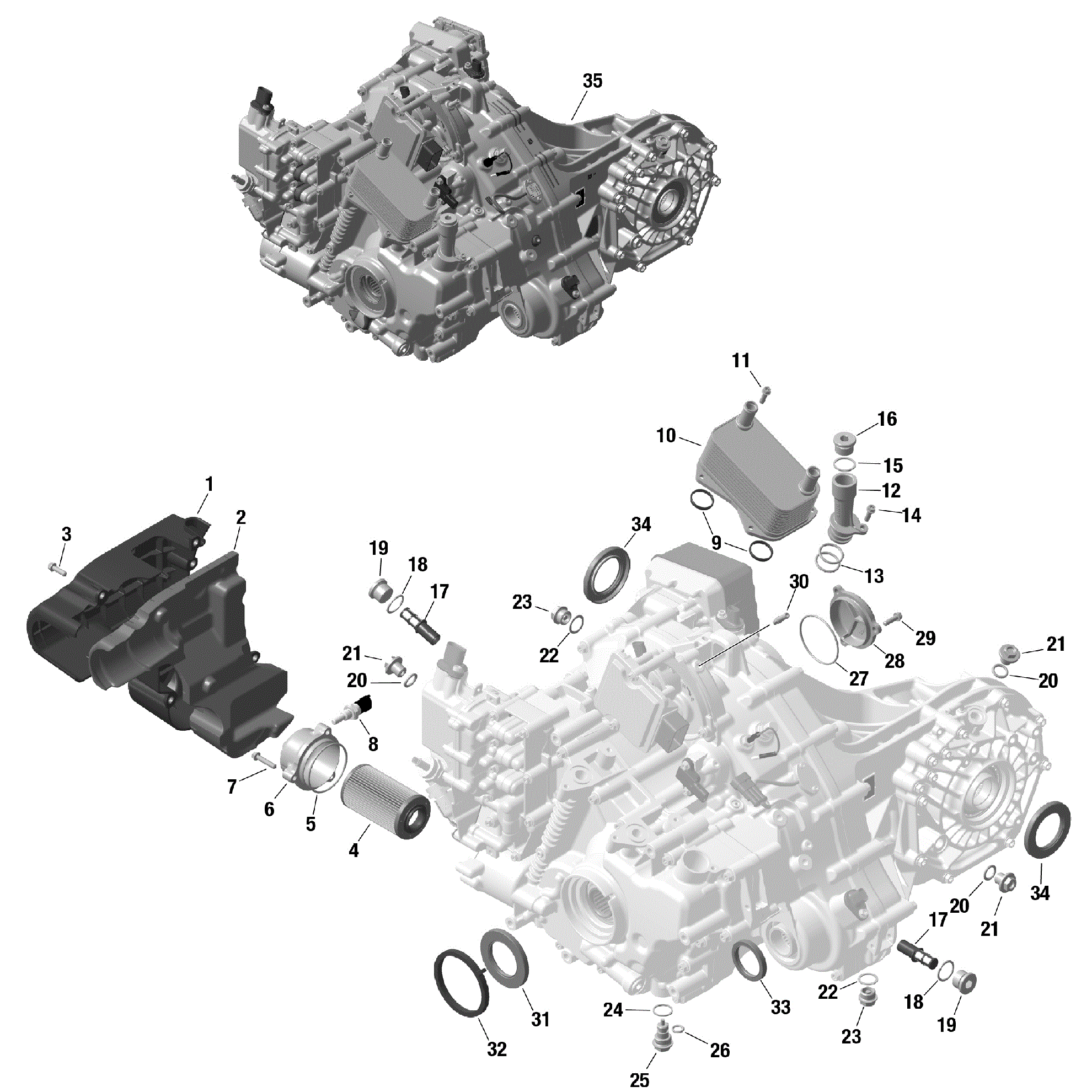 An Image of a Genuine Can-Am Parts Schematic Diagram showing the schematic - ROTAX - GEARBOX AND COMPONENTS