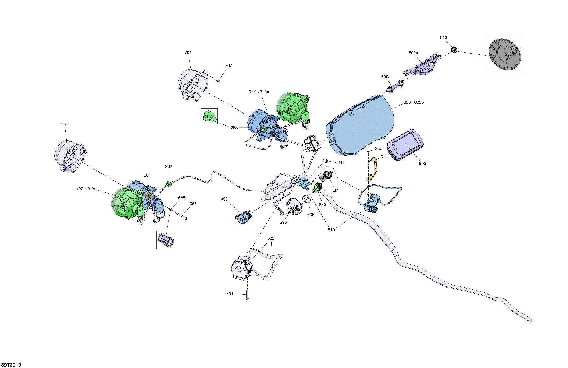 An Image of a Genuine Can-Am Parts Schematic Diagram showing the schematic - ELECTRIC - FRONT SECTION