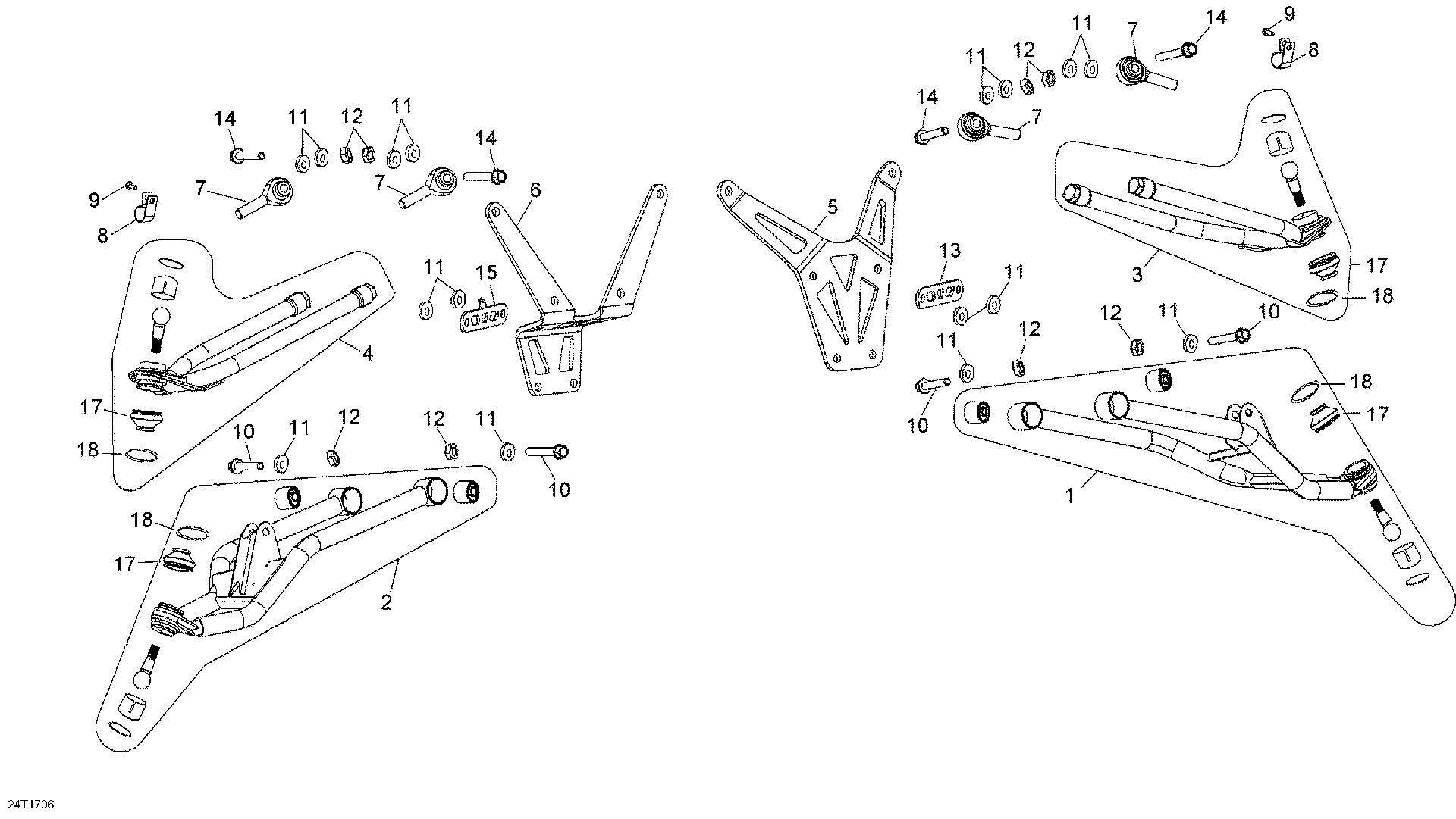 An Image of a Genuine Can-Am Parts Schematic Diagram showing the schematic - FRONT SUSPENSION ARM