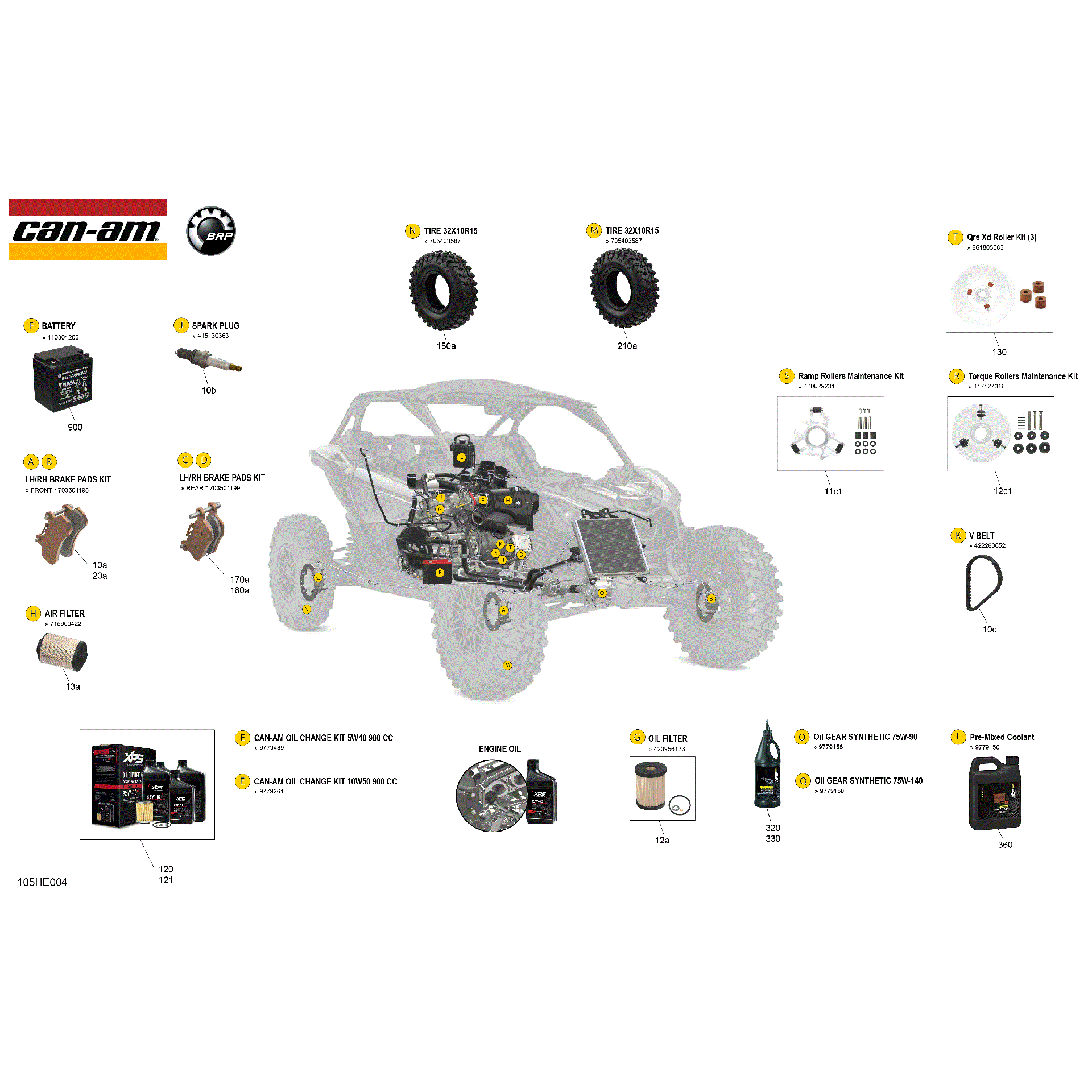 An Image of a Genuine Can-Am Parts Schematic Diagram showing the schematic - SERVICE - MAINTENANCE PARTS & FLUIDS