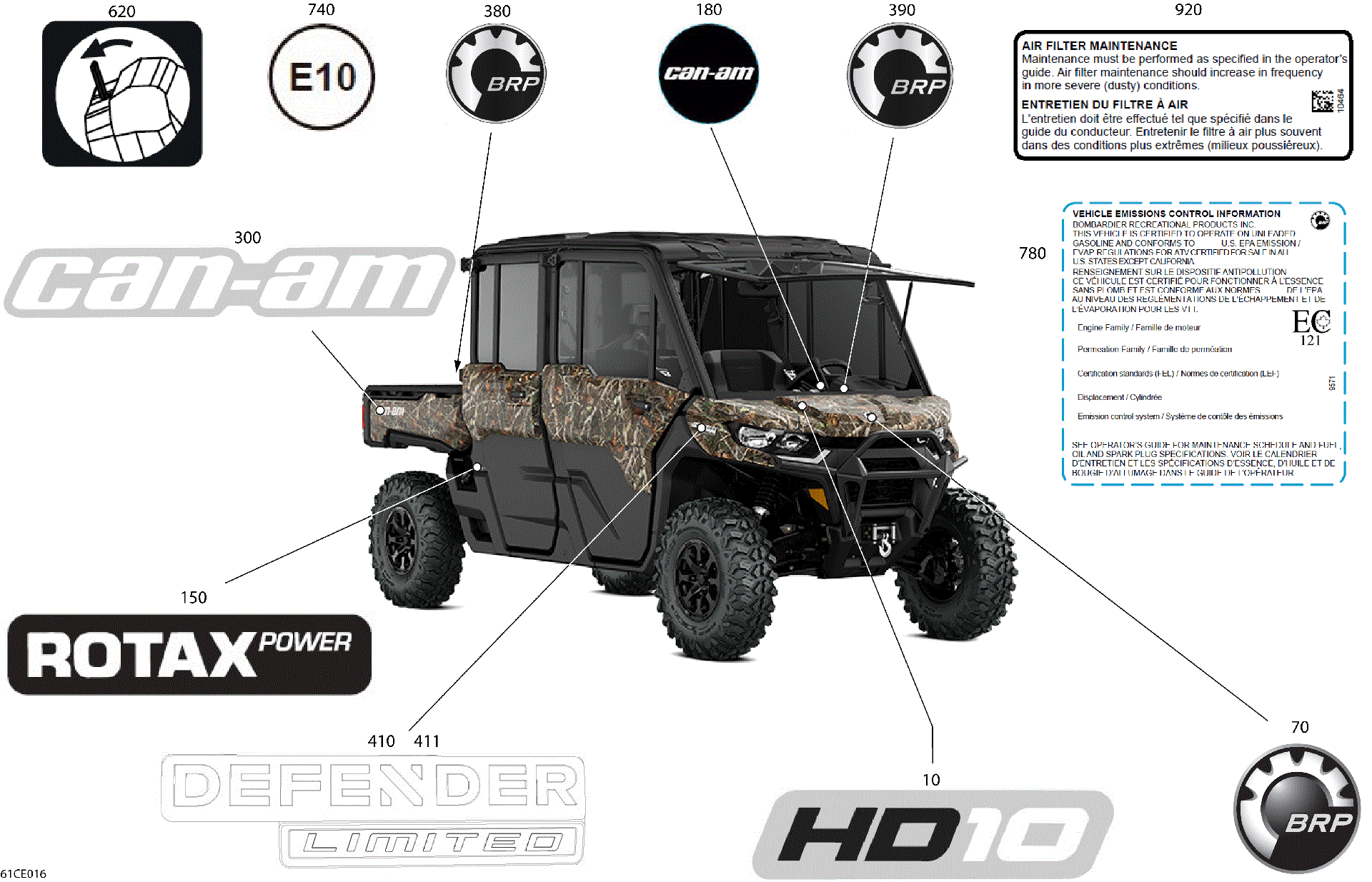 An Image of a Genuine Can-Am Parts Schematic Diagram showing the schematic - BODY - DECALS
