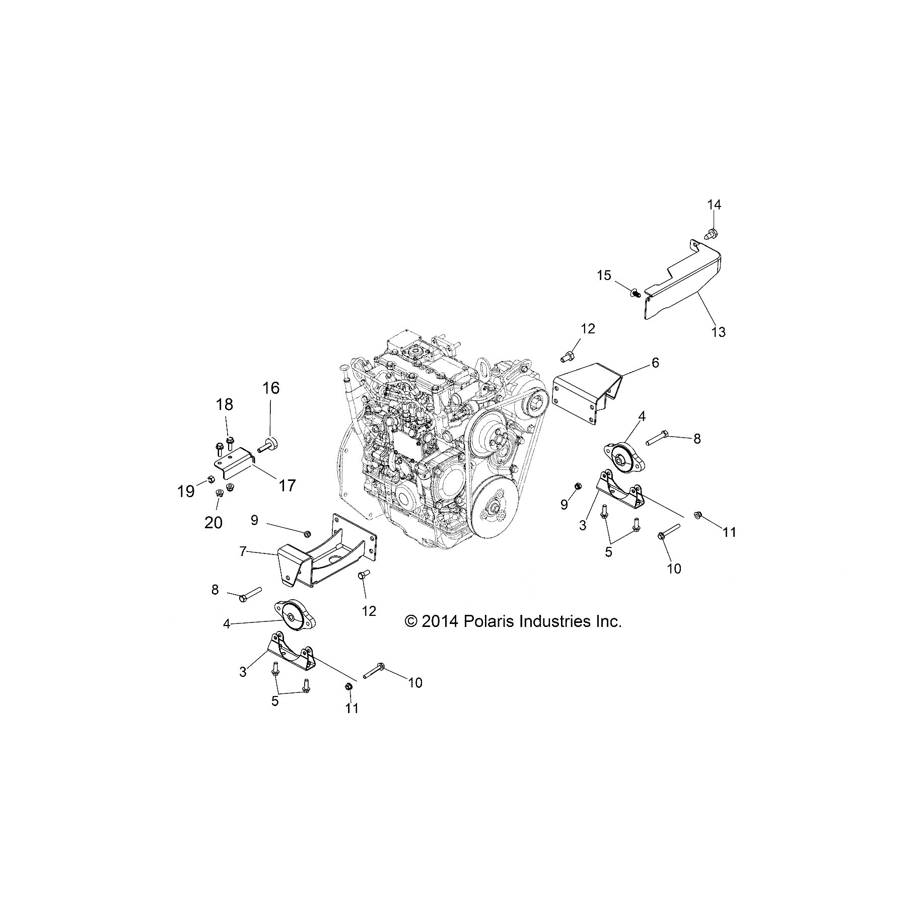 Engine Mount Weld, Front, Left, by Polaris 1017636-329 OEM Hardware P1017636-329 Off Road Express