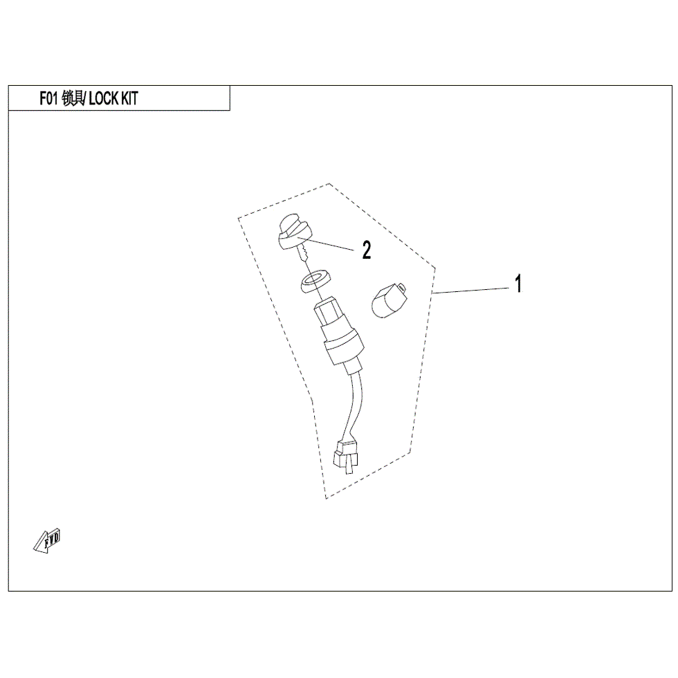 An Image of a genuine CFMOTO Parts Schematic Diagram showing the group - LOCK KIT (WITH GEARSHIFT LOCK) - 2022 CFMOTO CFORCE 500 S