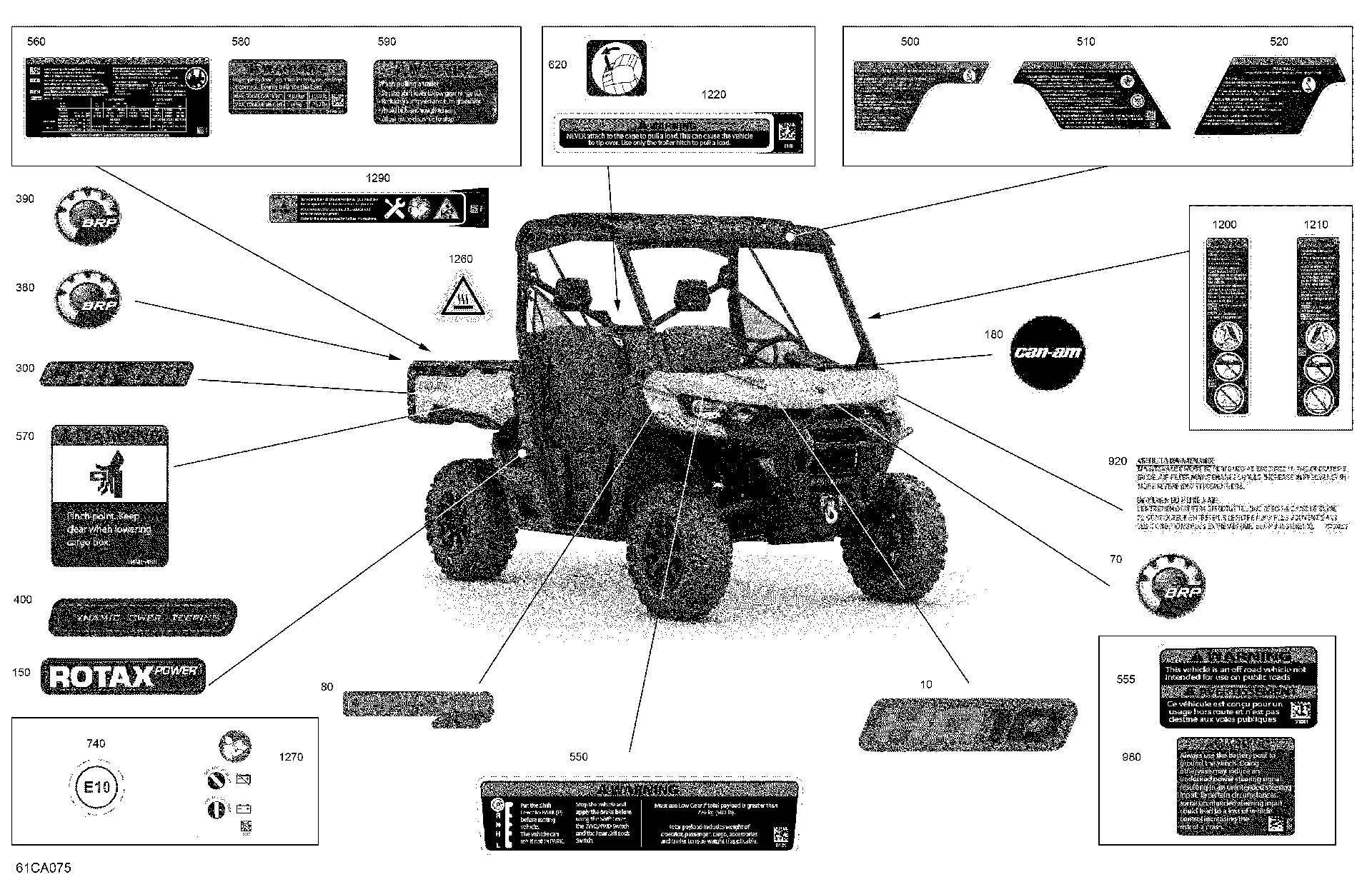 An Image of a Genuine Can-Am Parts Schematic Diagram showing the schematic - BODY - DECALS - XT