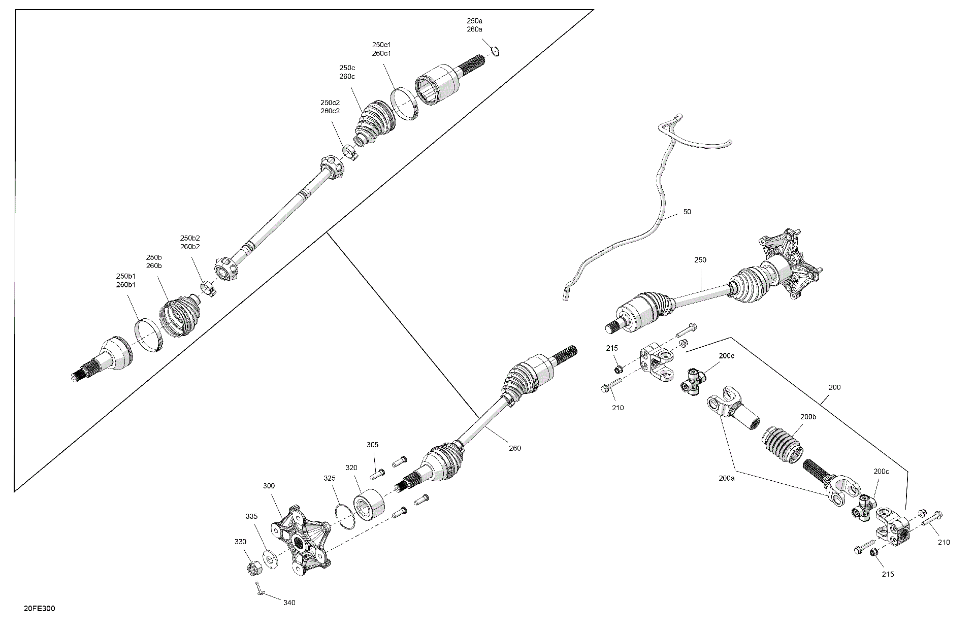 An Image of a Genuine Can-Am Parts Schematic Diagram showing the schematic - DRIVE - FRONT - COMMON PARTS