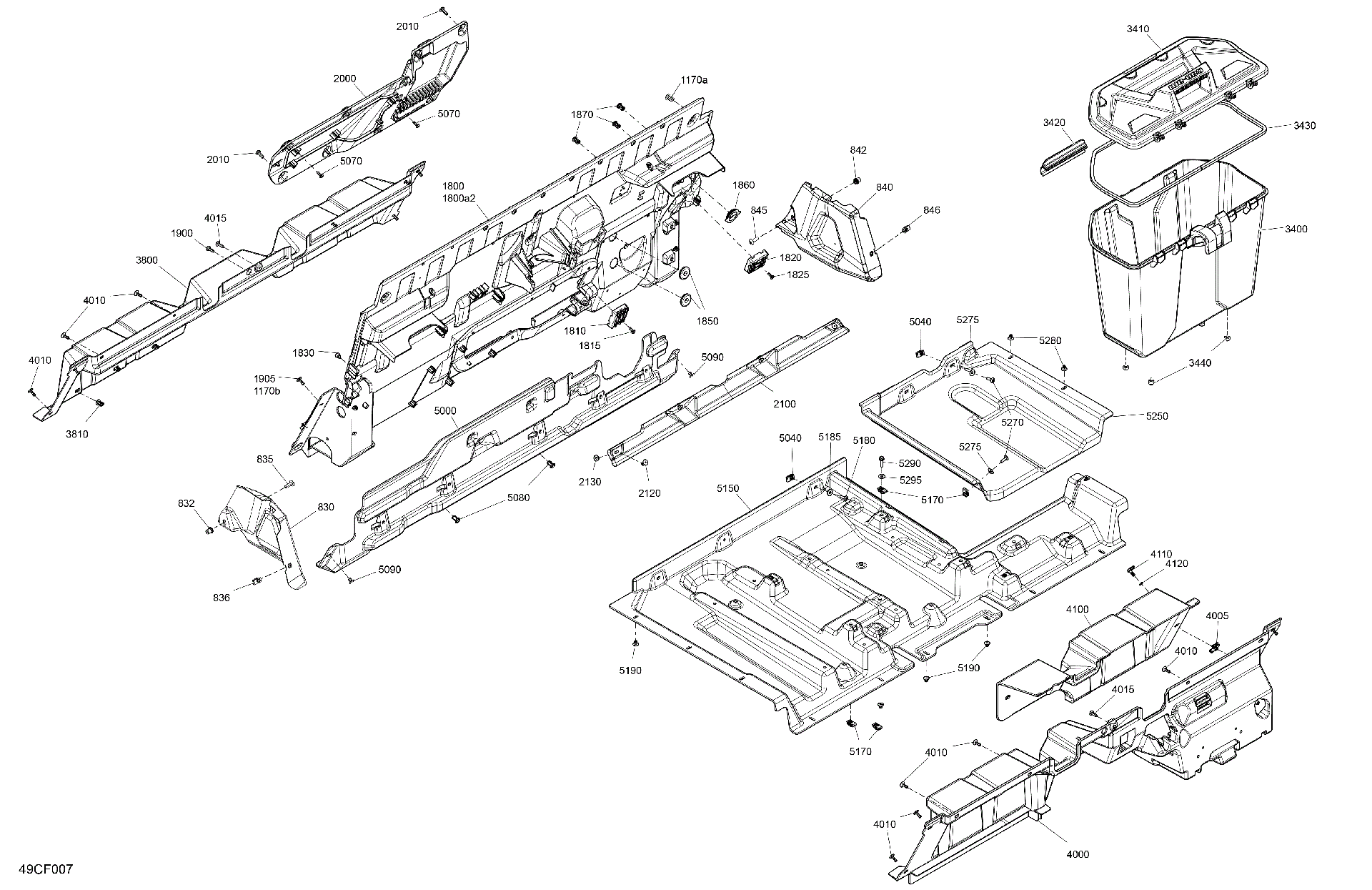 An Image of a Genuine Can-Am Parts Schematic Diagram showing the schematic - CAB INTERIOR - BACK WALL