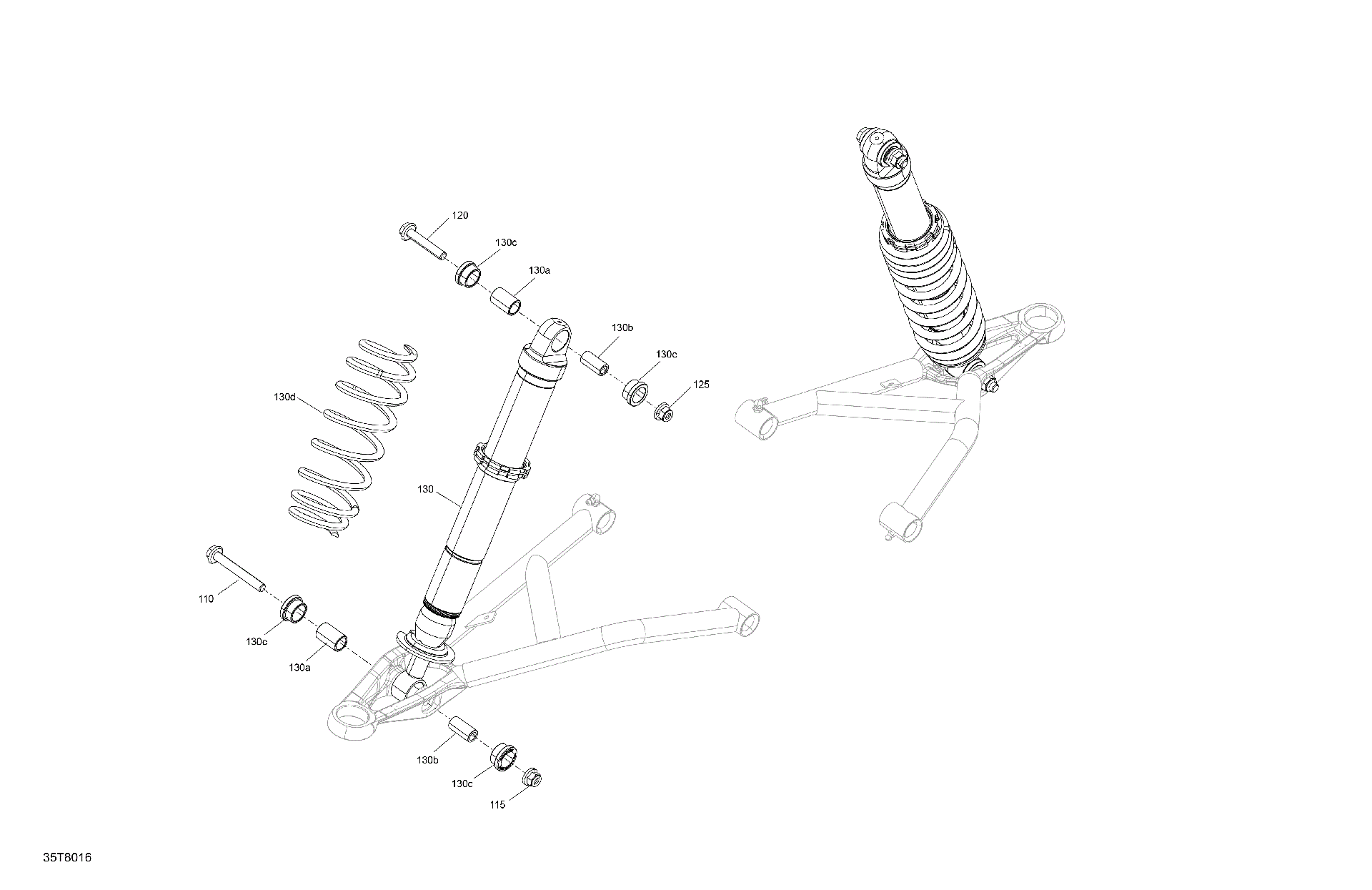 An Image of a Genuine Can-Am Parts Schematic Diagram showing the schematic - SUSPENSION - FRONT SHOCKS