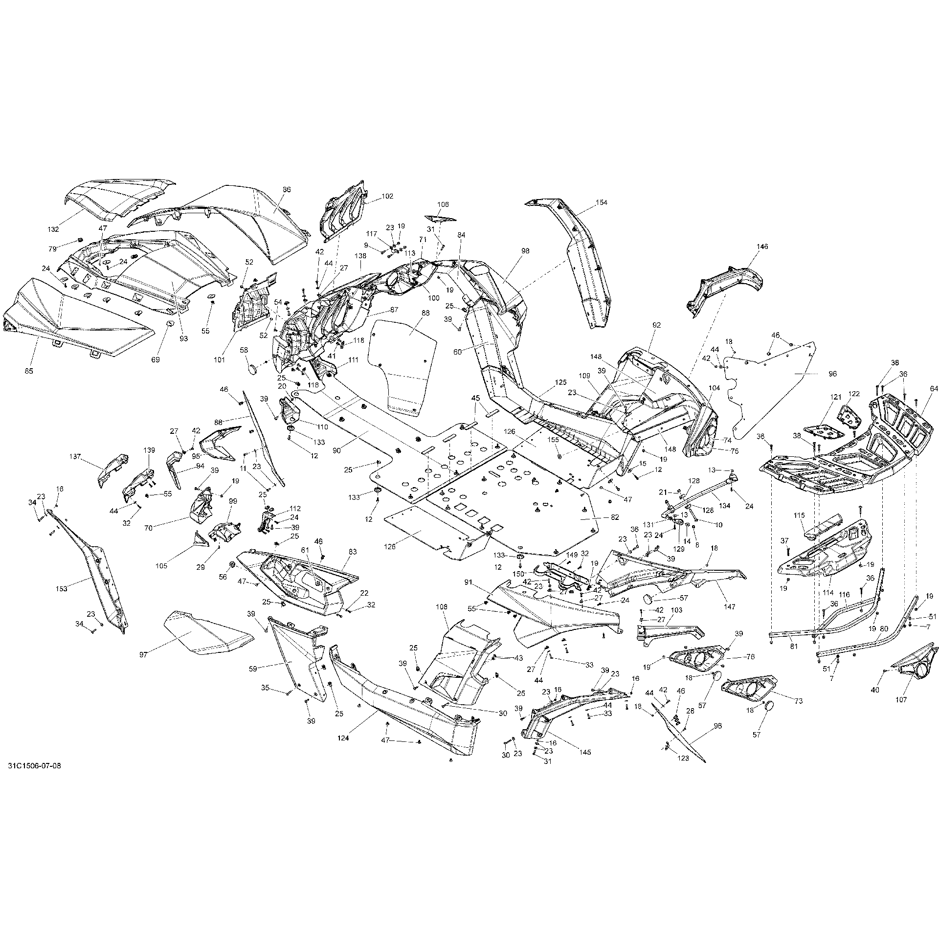 An Image of a Genuine Can-Am Parts Schematic Diagram showing the schematic - BODY AND ACCESSORIES _31C1508