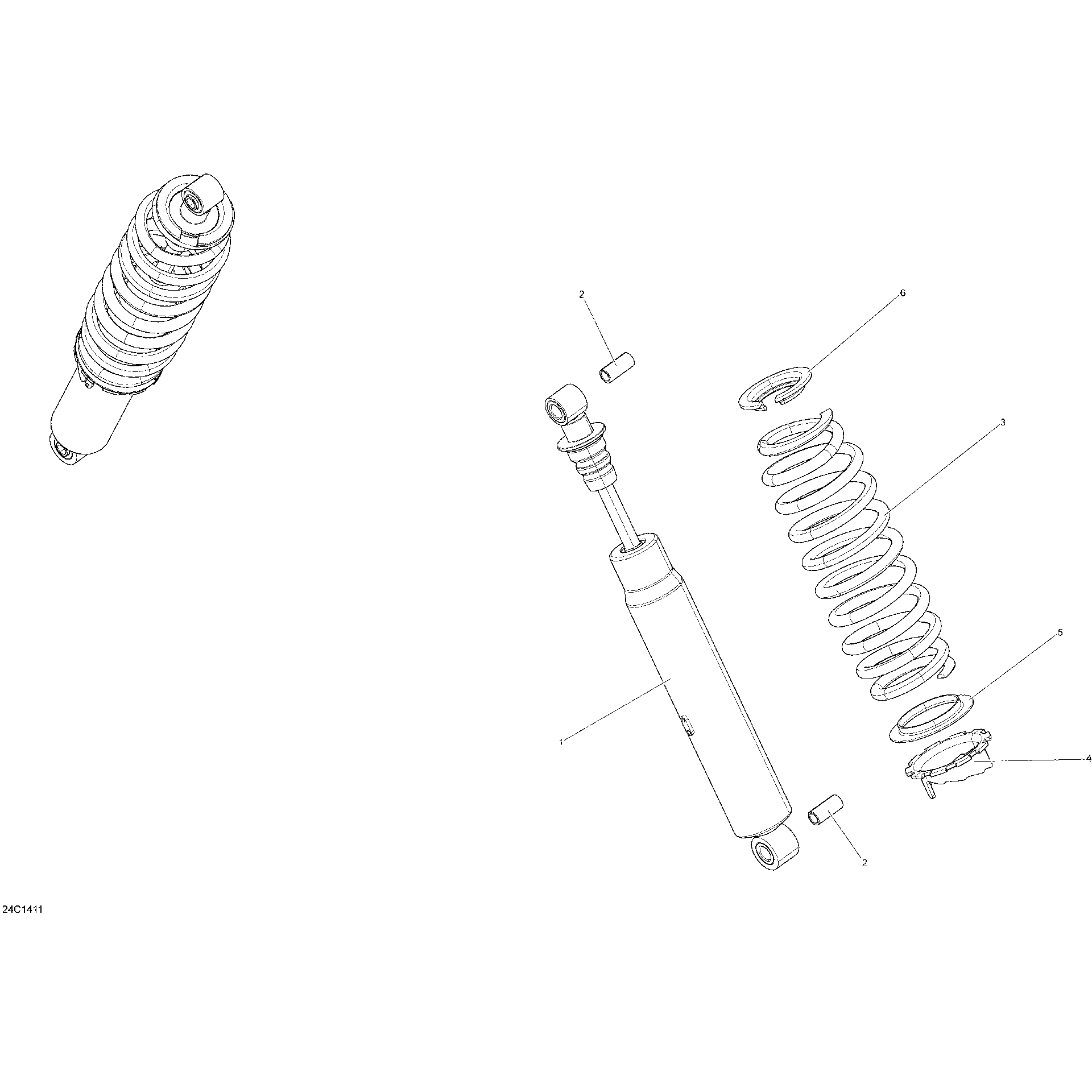 An Image of a Genuine Can-Am Parts Schematic Diagram showing the schematic - FRONT SUSPENSION _24C1411