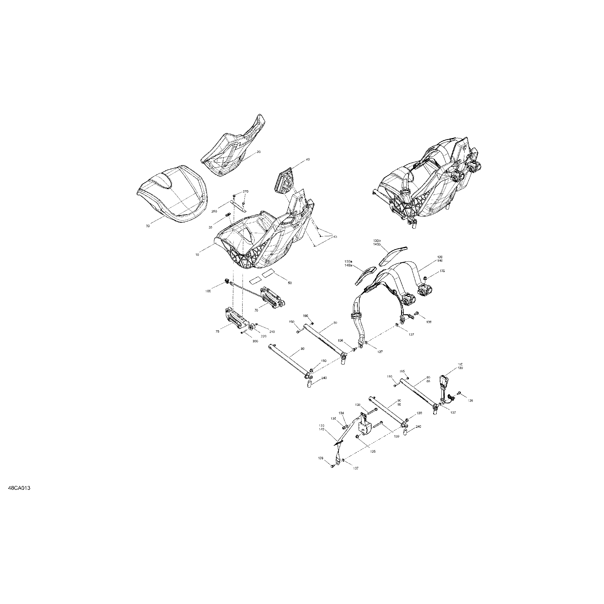An Image of a Genuine Can-Am Parts Schematic Diagram showing the schematic - BODY - SEAT