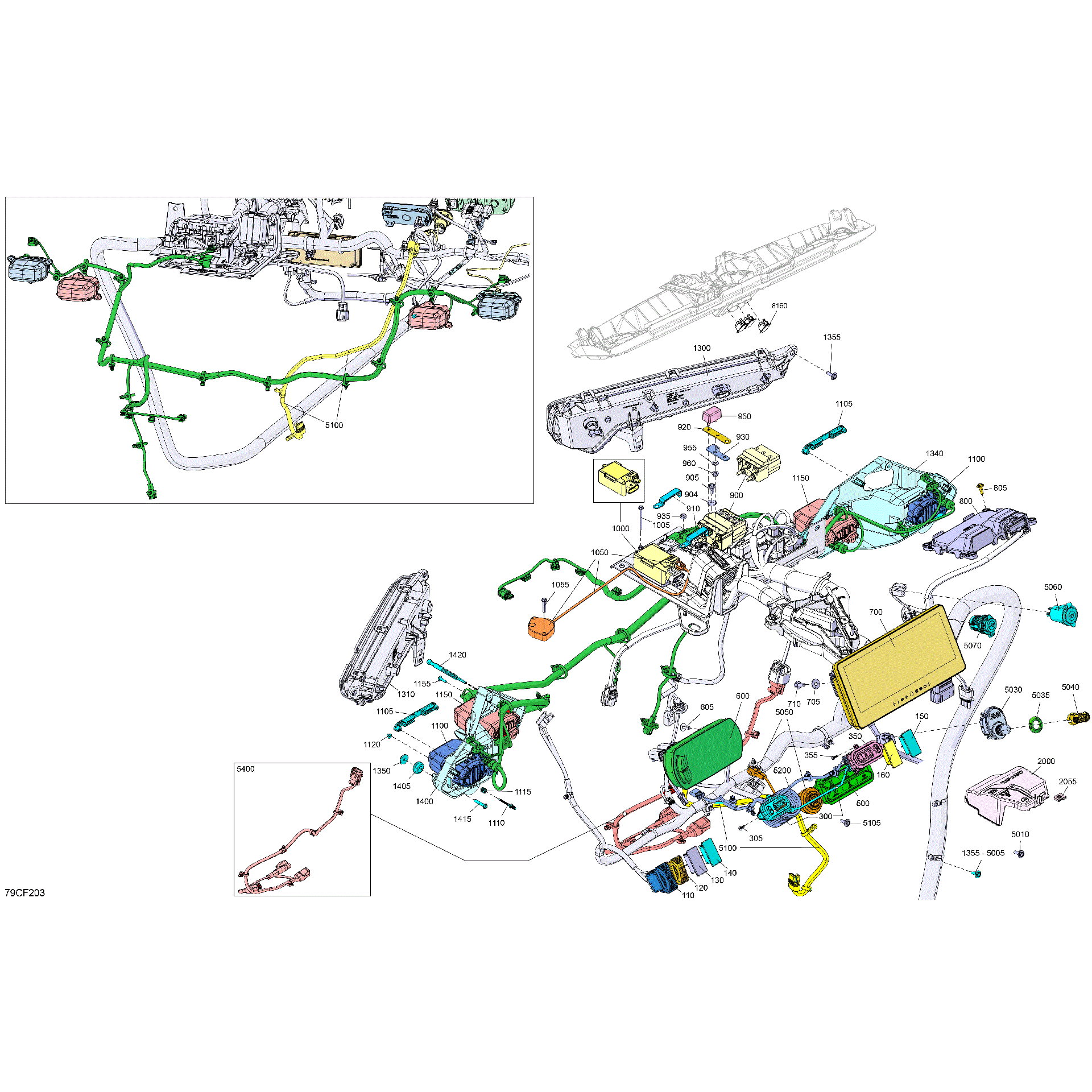 An Image of a Genuine Can-Am Parts Schematic Diagram showing the schematic - ELECTRIC - FRONT SECTION