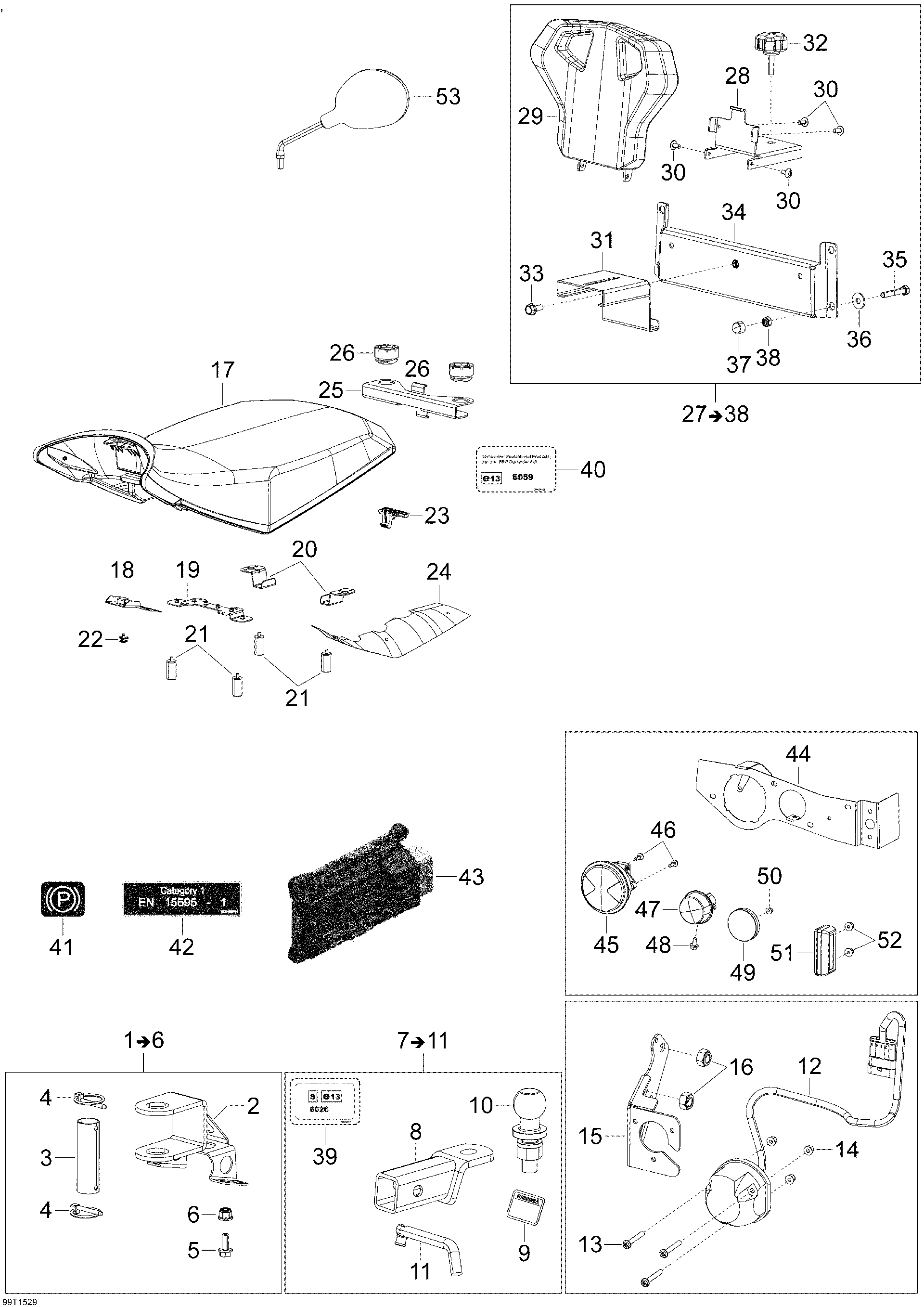 An Image of a Genuine Can-Am Parts Schematic Diagram showing the schematic - T3 PARTS _99T1529
